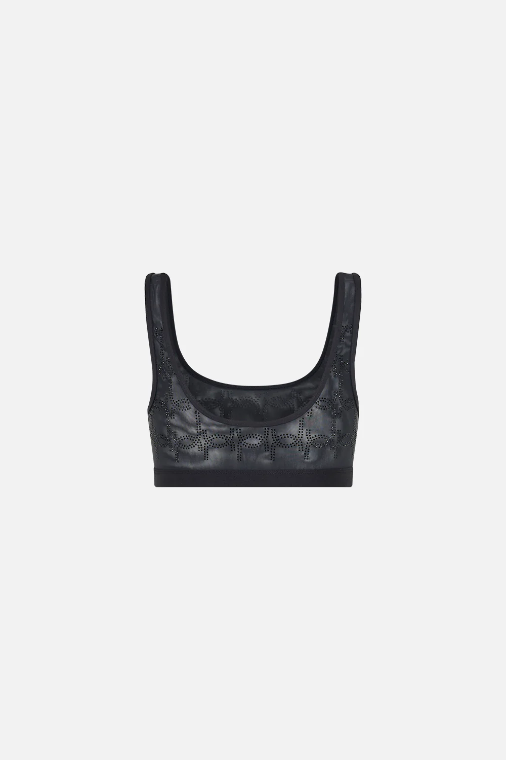 MESH ROUND NECK CROP SOLID BLACK - Image 6