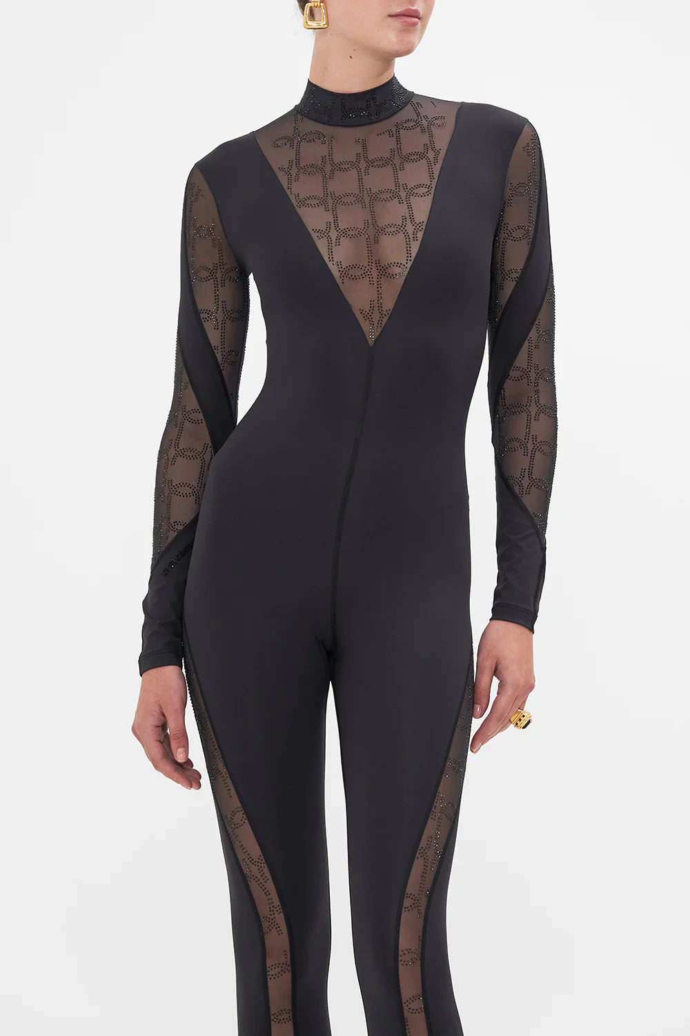 MESH INSERT CATSUIT SOLID BLACK - Image 5