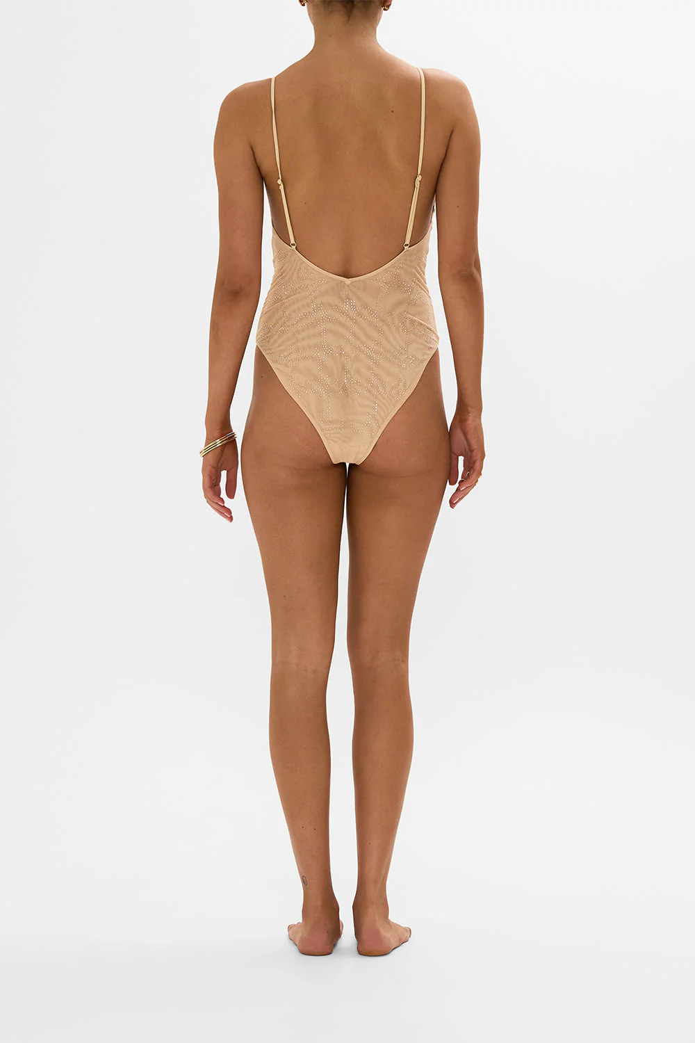 MESH TRI BODYSUIT SOLID NUDE - Image 2