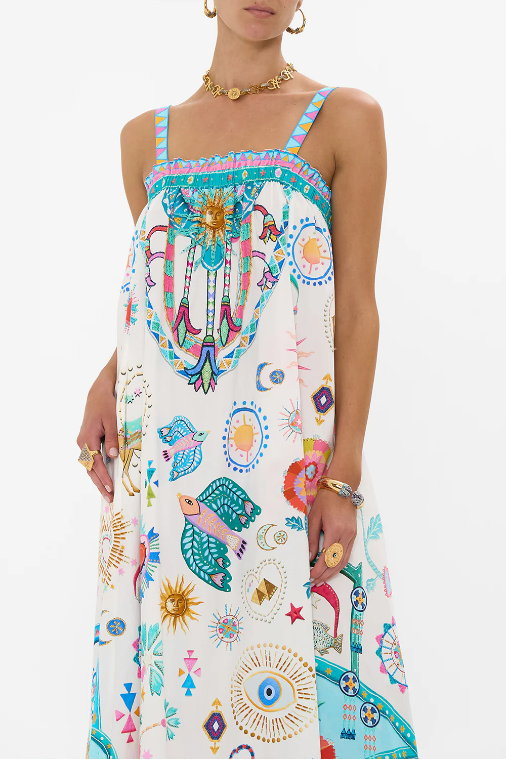 WIDE STRAP SUNDRESS LIVING IN COLOUR - Image 5