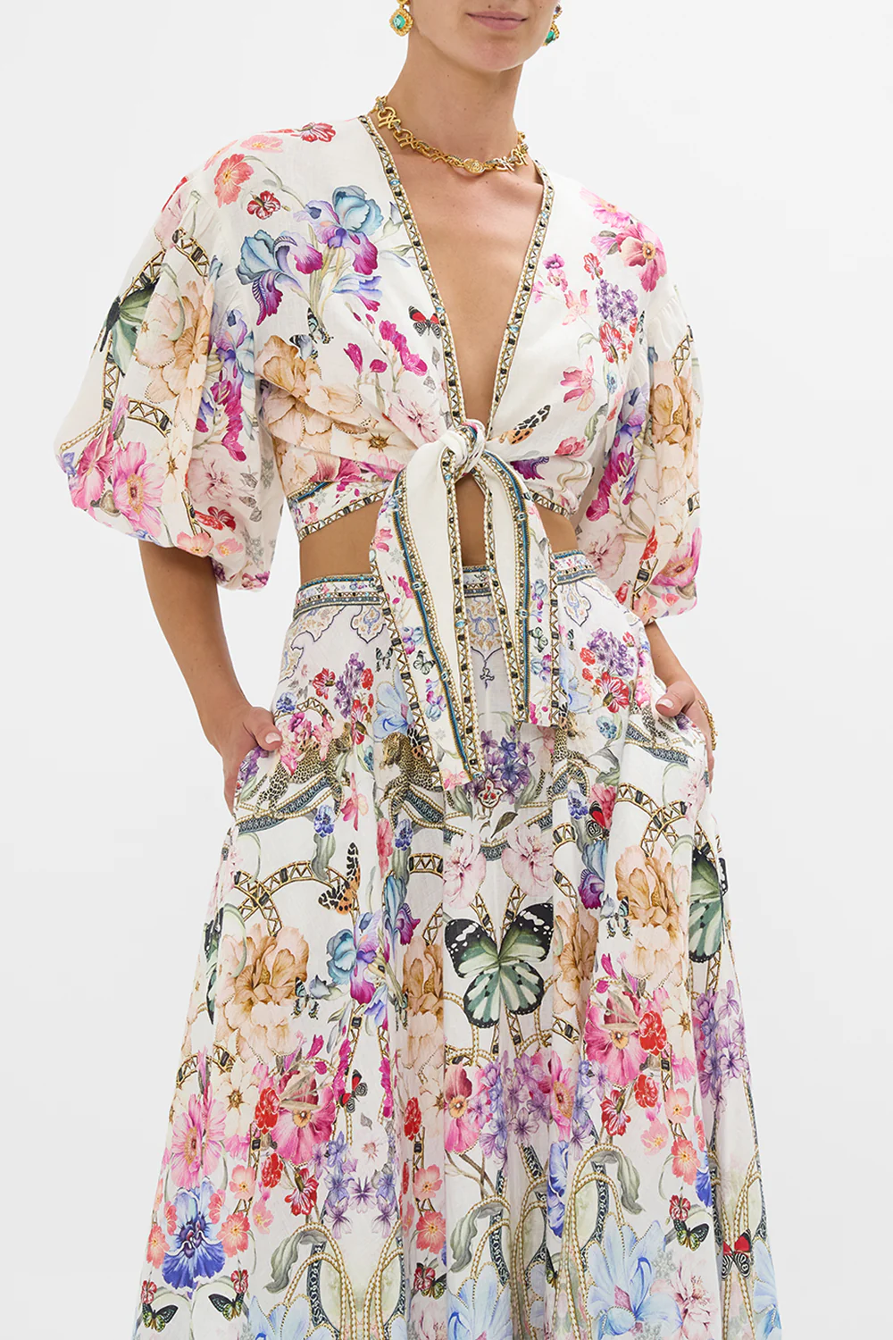 TIE FRONT PUFF SLEEVE TOP MONSERRATE MAGIC - Image 5