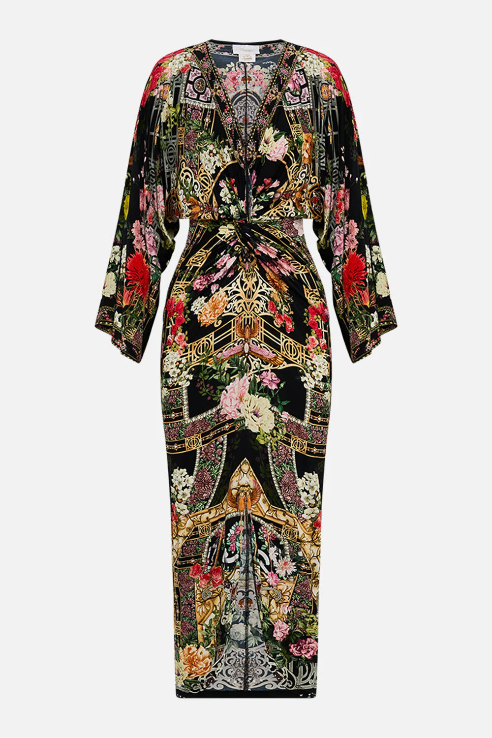 LONG SPLIT FRONT TWIST DRESS ADORNED IN ALEXANDRIA - Image 3