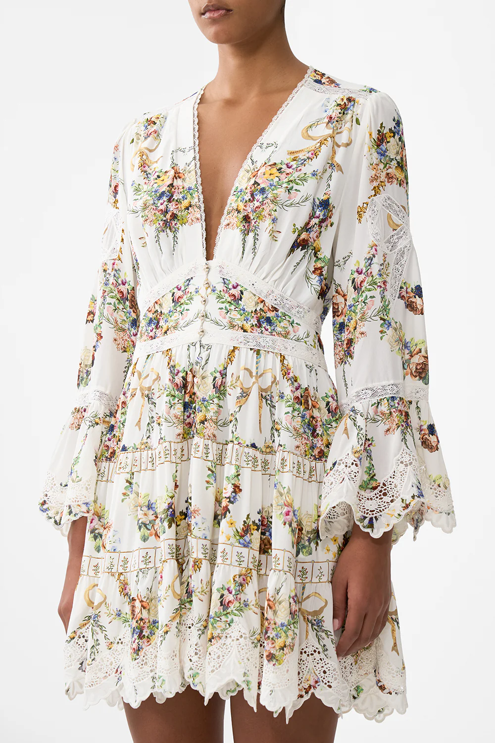 TIERED DRESS WITH RUFFLE FRILL SLEEVES DRESSING ROOM DRAMA - Image 4
