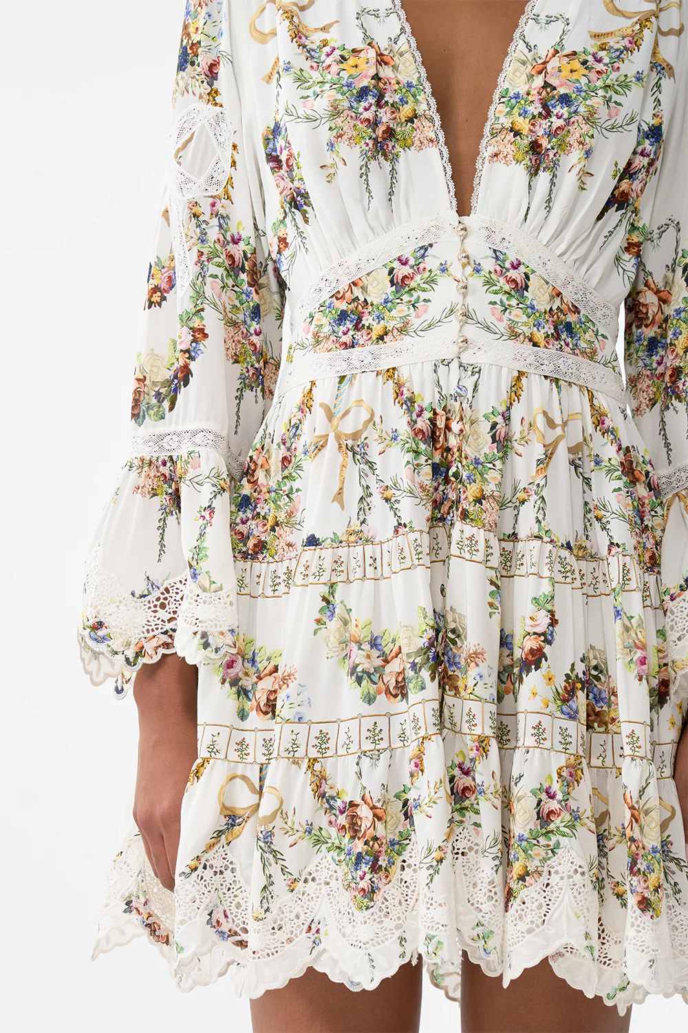 TIERED DRESS WITH RUFFLE FRILL SLEEVES DRESSING ROOM DRAMA - Image 6