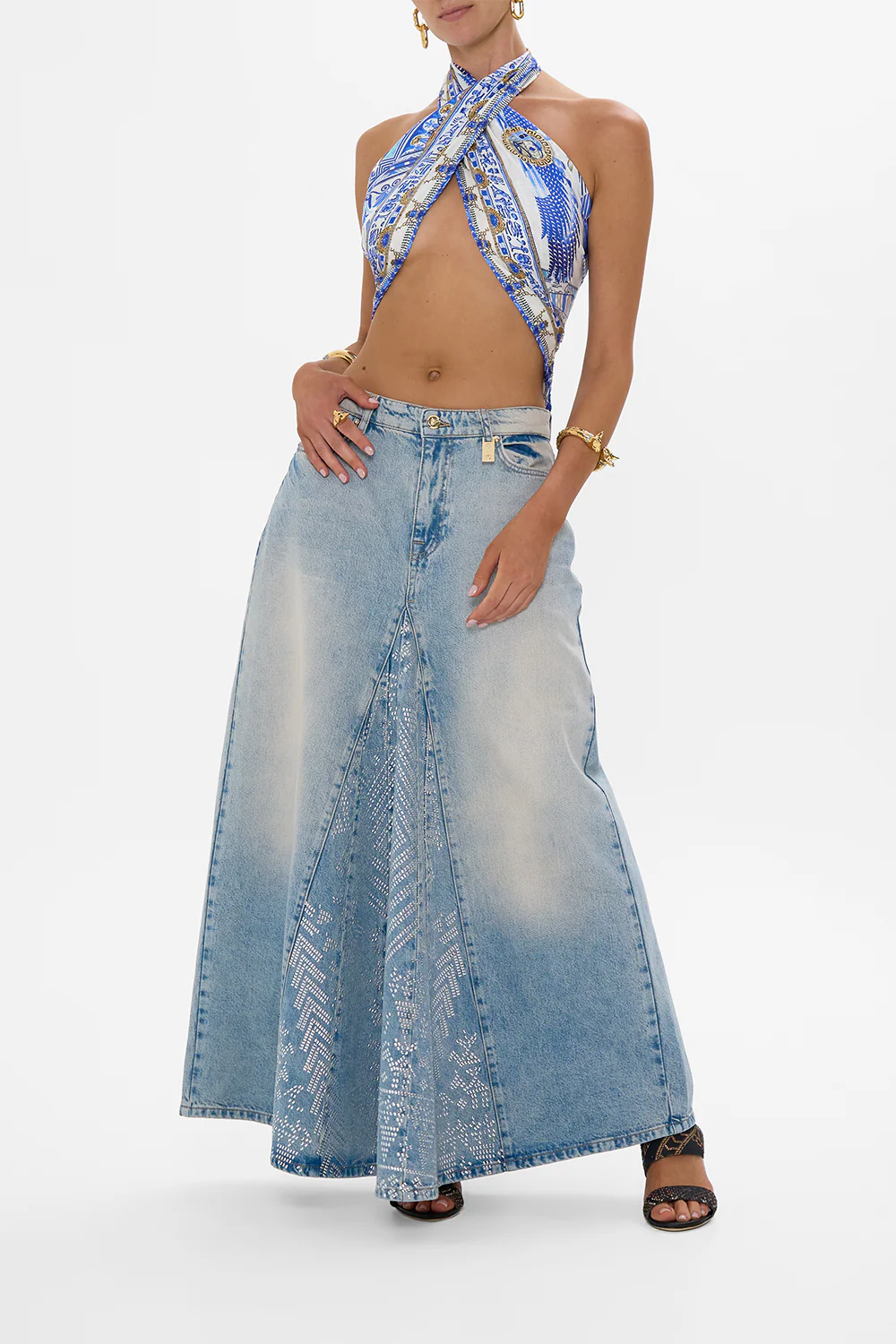 ALIKA OASIS ODYSSEY A-LINE MAXI SKIRT DENIM - Image 4