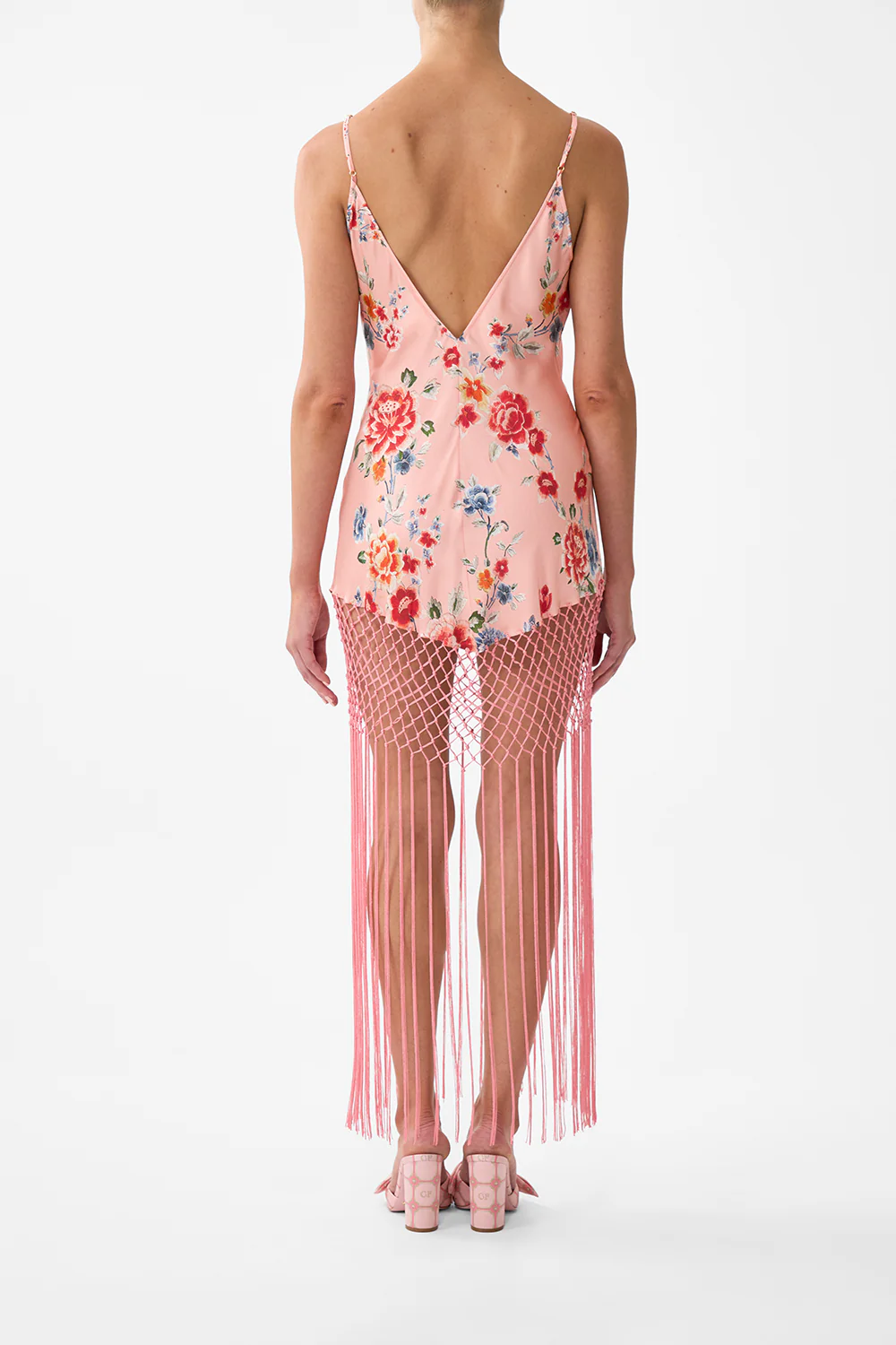 V NECK BIAS SLIP DRESS WITH FRINGING MAJESTIC MILLA - Image 2