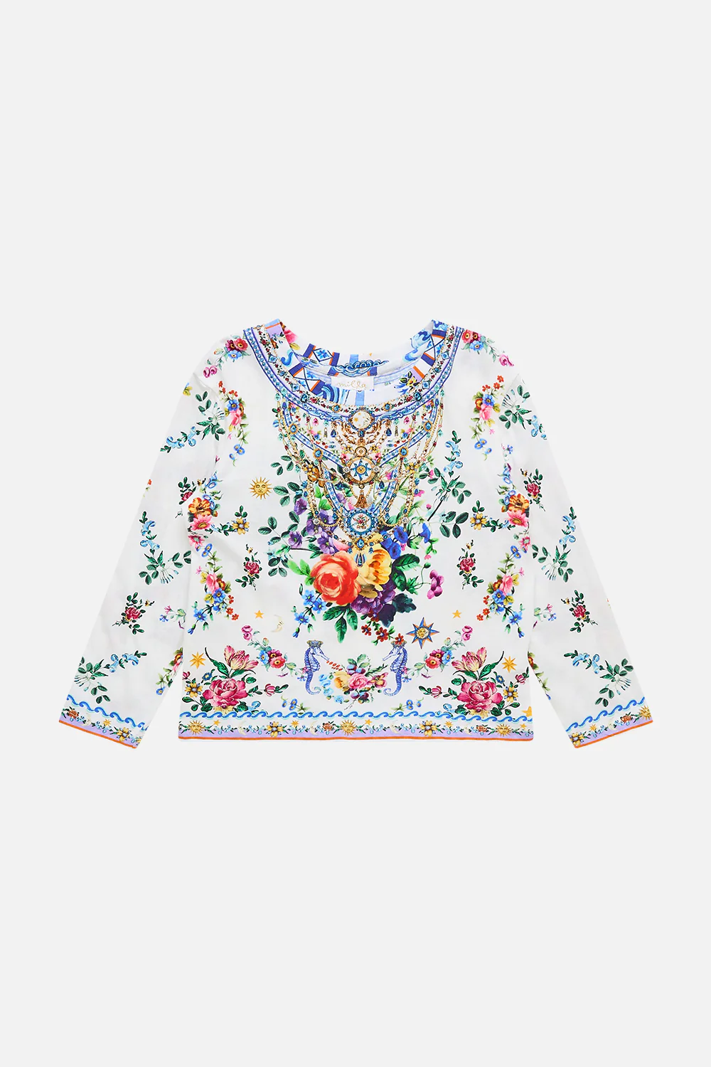KIDS RELAXED LONG SLEEVE TEE 4-10 TILES DARLS