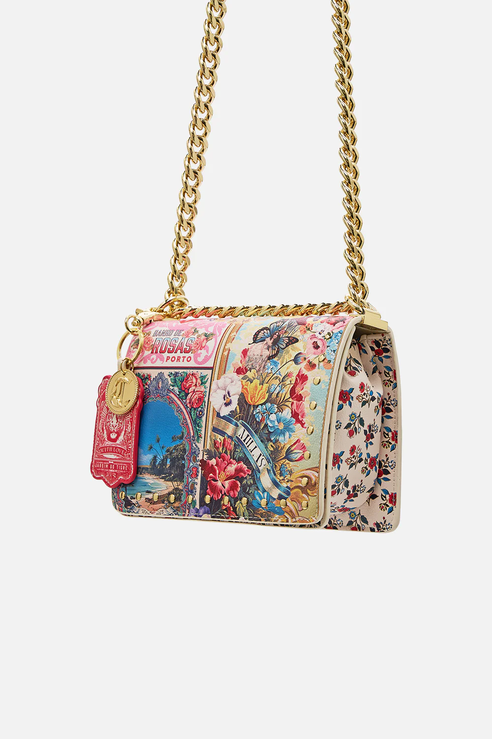 CROSSBODY BOX BAG WITH CHAIN AND KEYRING AROMATIC TIGER FLOWER - Image 2