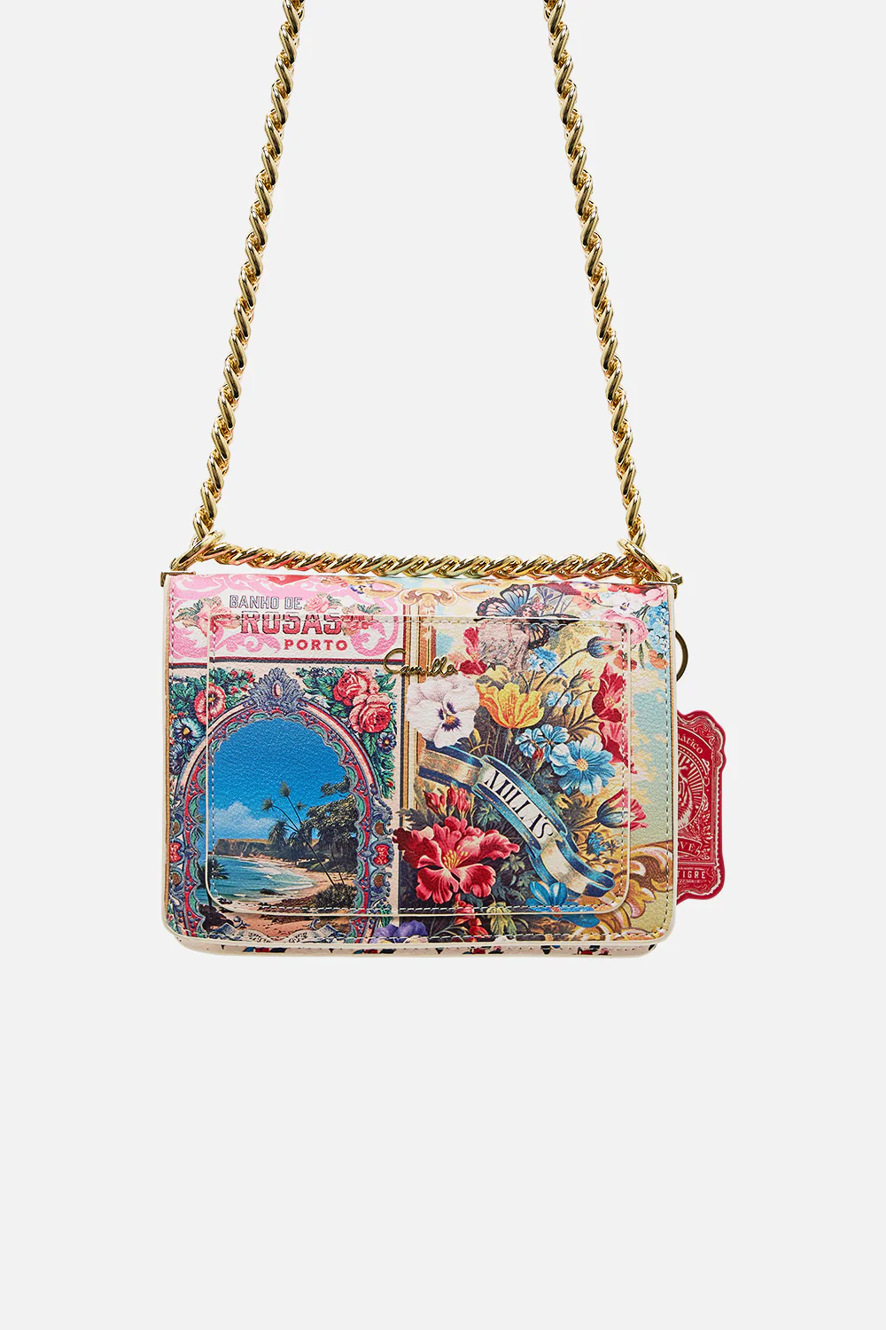 CROSSBODY BOX BAG WITH CHAIN AND KEYRING AROMATIC TIGER FLOWER - Image 3