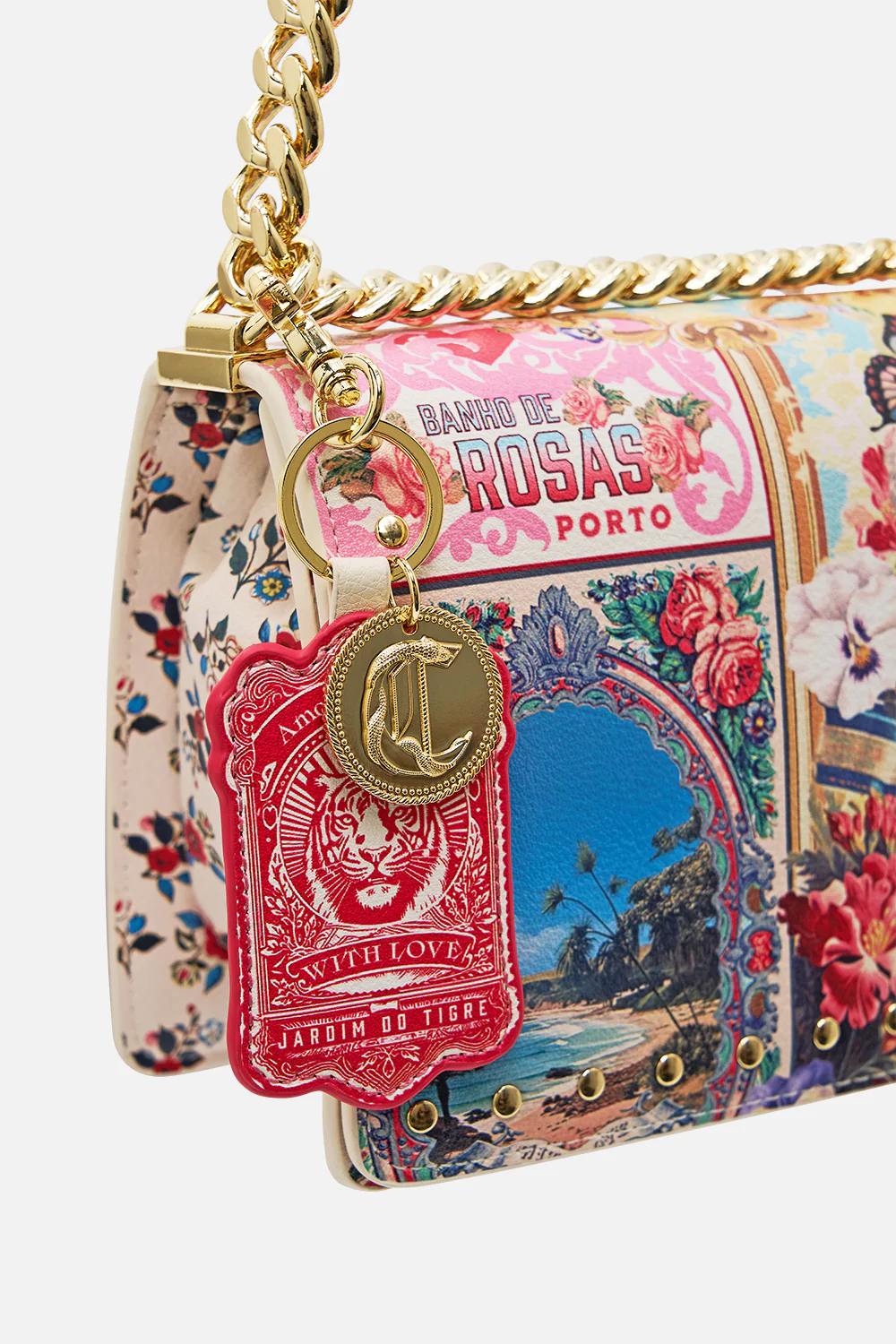 CROSSBODY BOX BAG WITH CHAIN AND KEYRING AROMATIC TIGER FLOWER - Image 4