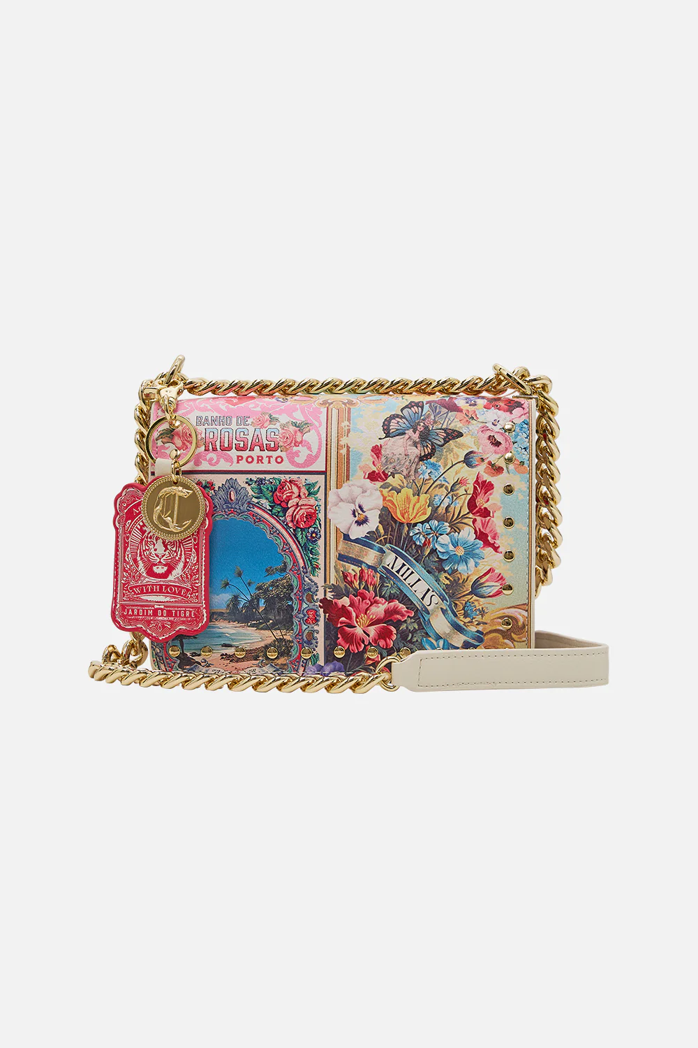 CROSSBODY BOX BAG WITH CHAIN AND KEYRING AROMATIC TIGER FLOWER - Image 5