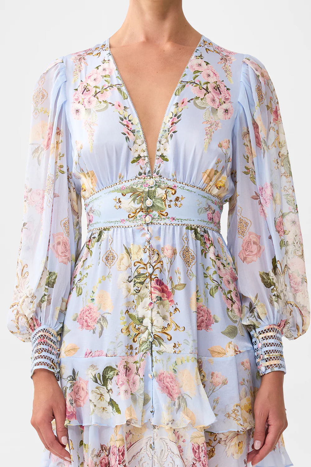 BUTTON FRONT FRILL DRESS TILED IN TIME - Image 6