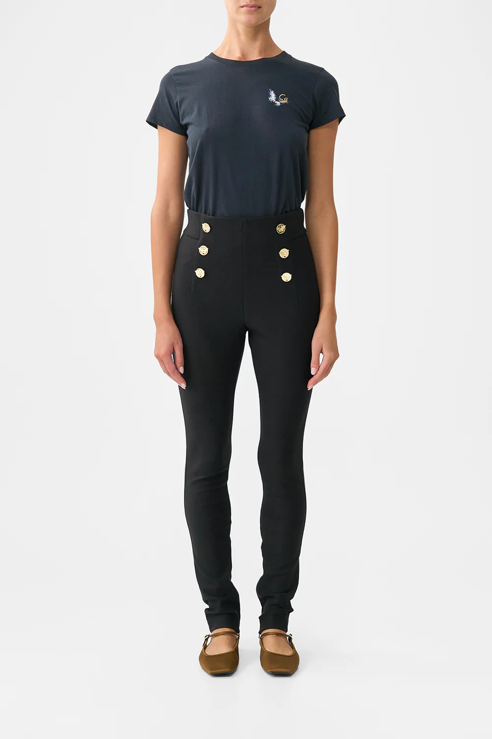 BUTTON EMBELLISHED PONTE PANT OTTOMAN ELEGANCE