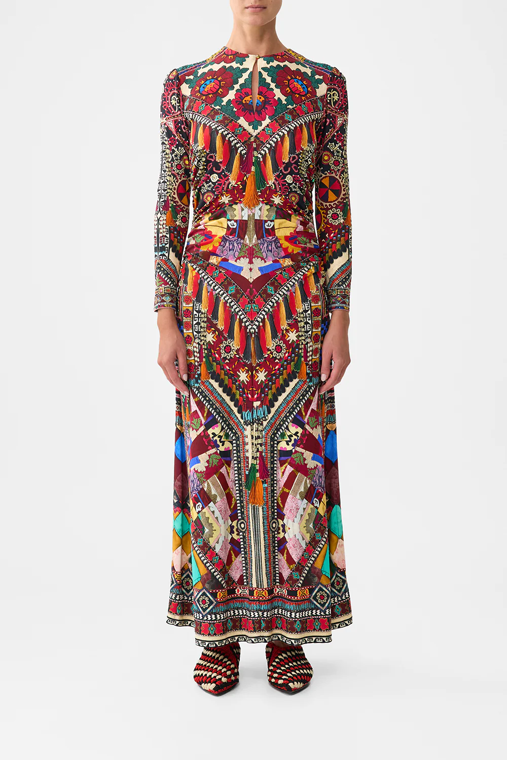 GATHERED JERSEY LONG DRESS PATCHWORK ALCHEMY
