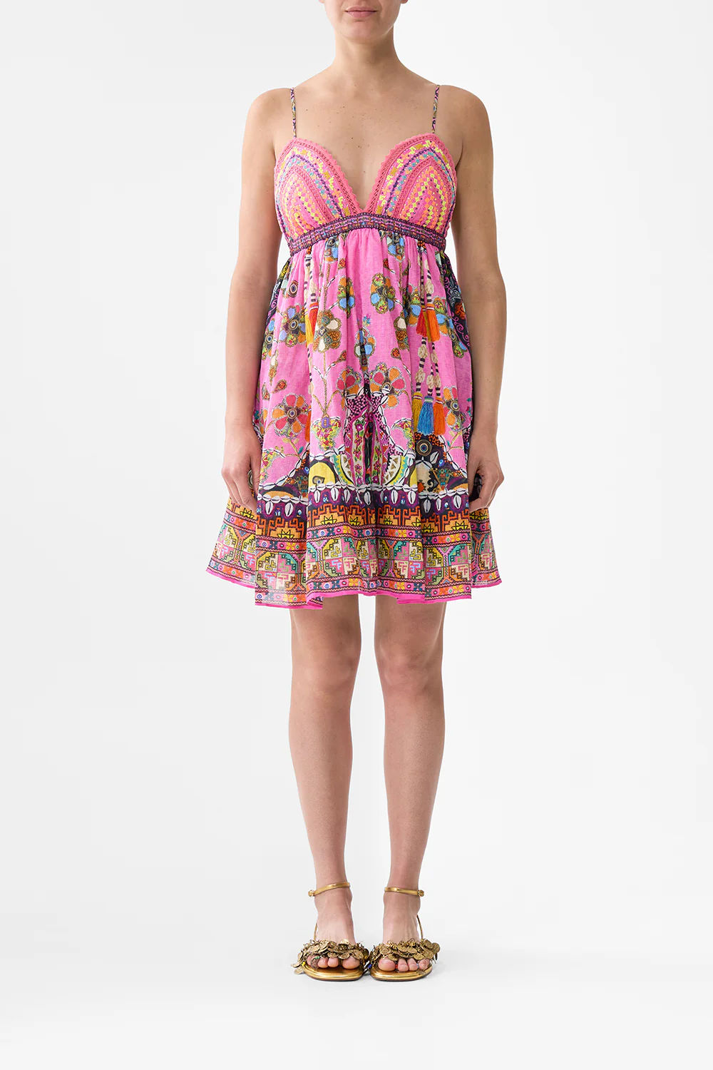 BRALETTE DETAIL SHORT DRESS PATCHWORK PANORAMA