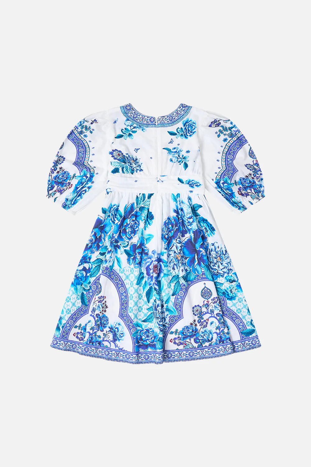 KIDS PUFF SLEEVE MINI DRESS WITH WAIST SASH A CERAMIC GARDEN - Image 2