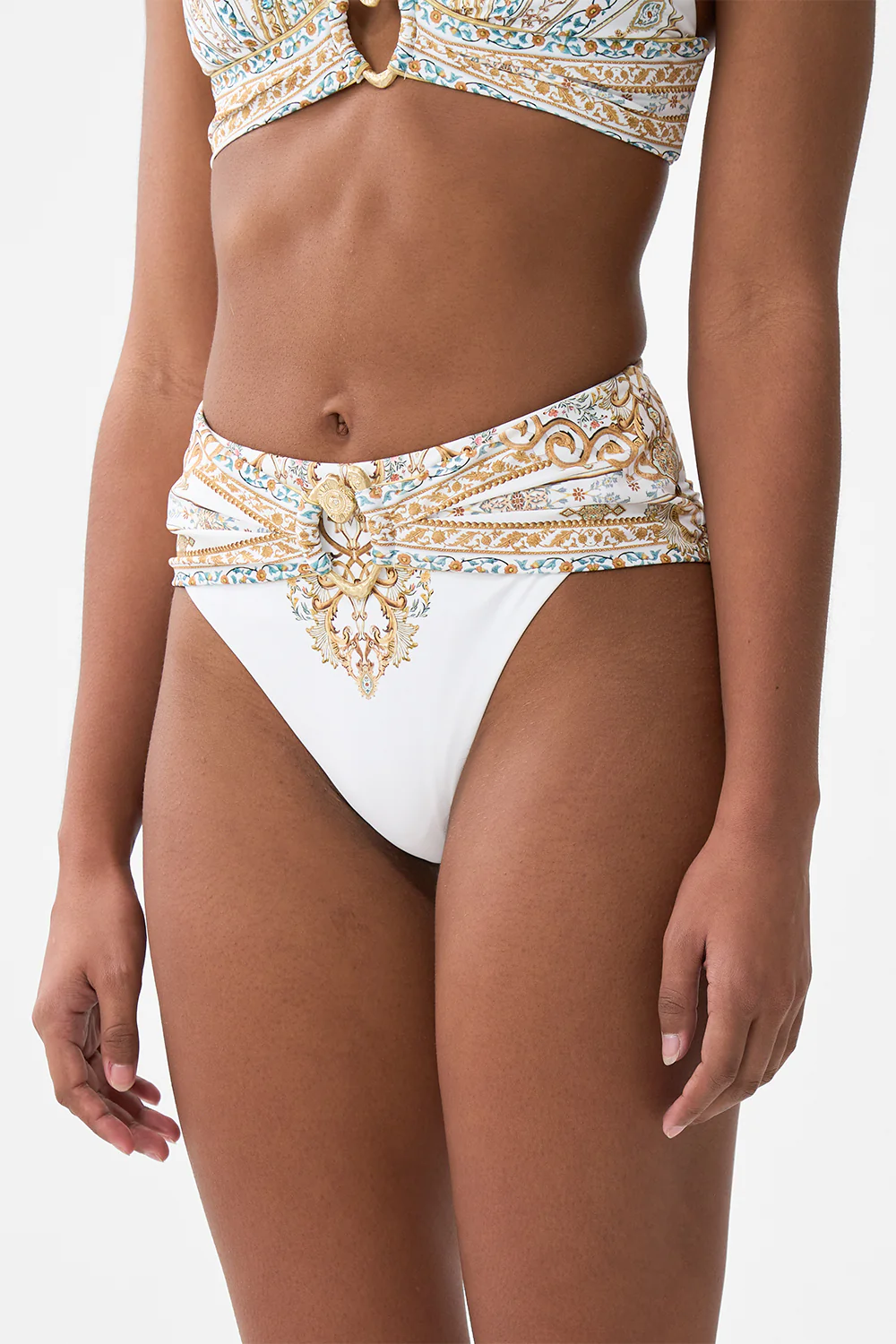 HIGH WAIST BIKINI BOTTOM WITH PLEAT WAIST TRIM OTTOMAN DYNASTY - Image 5