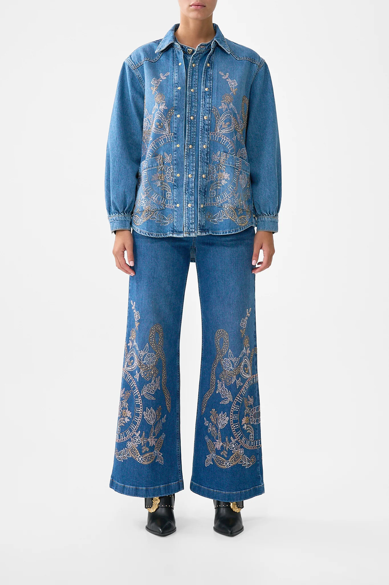 LALITA ACE OF LACE LONG LINE SHIRT DENIM - Image 4