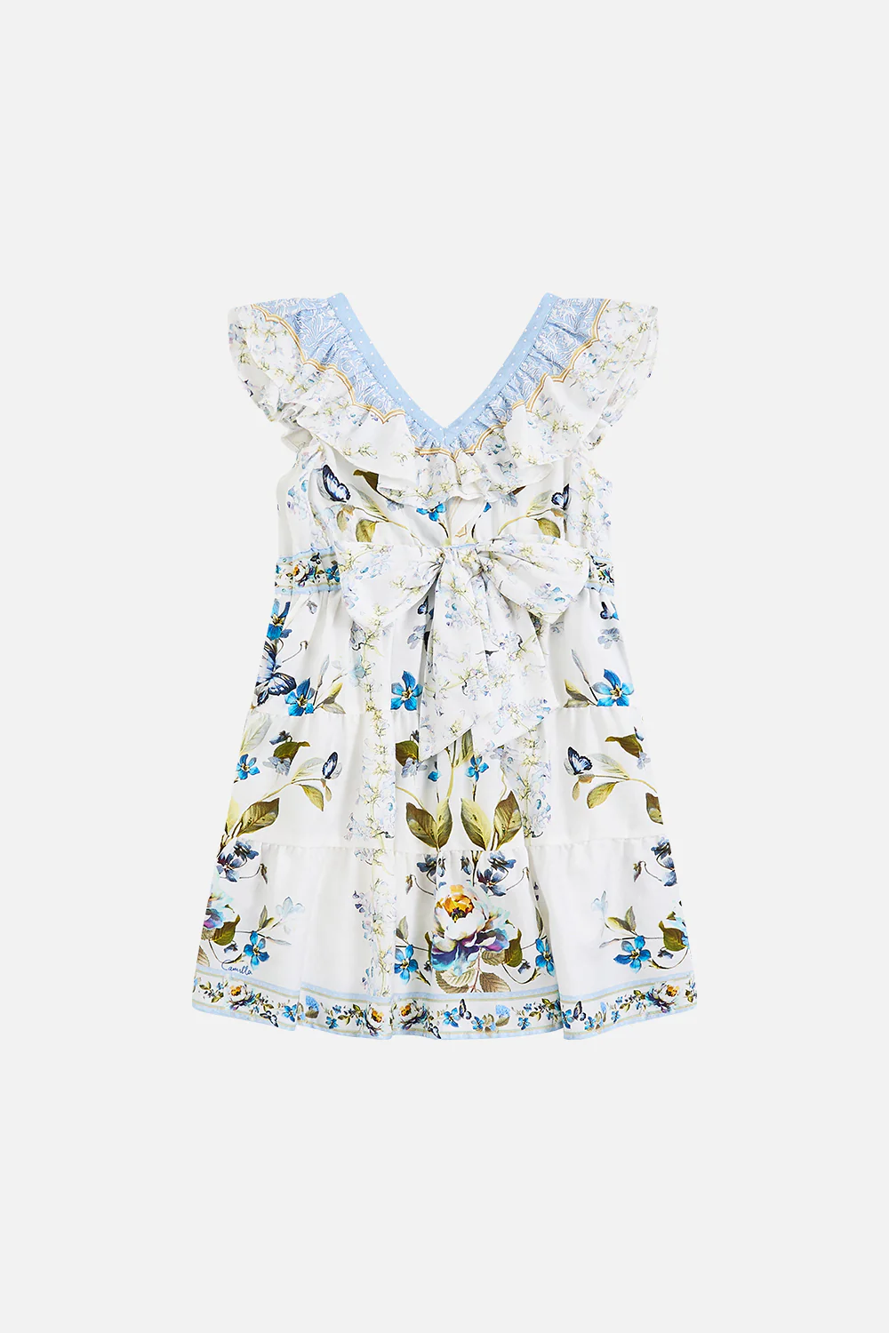 KIDS TIERED MINI DRESS WITH FRILL NECK BOTANICAL BALLADS - Image 2