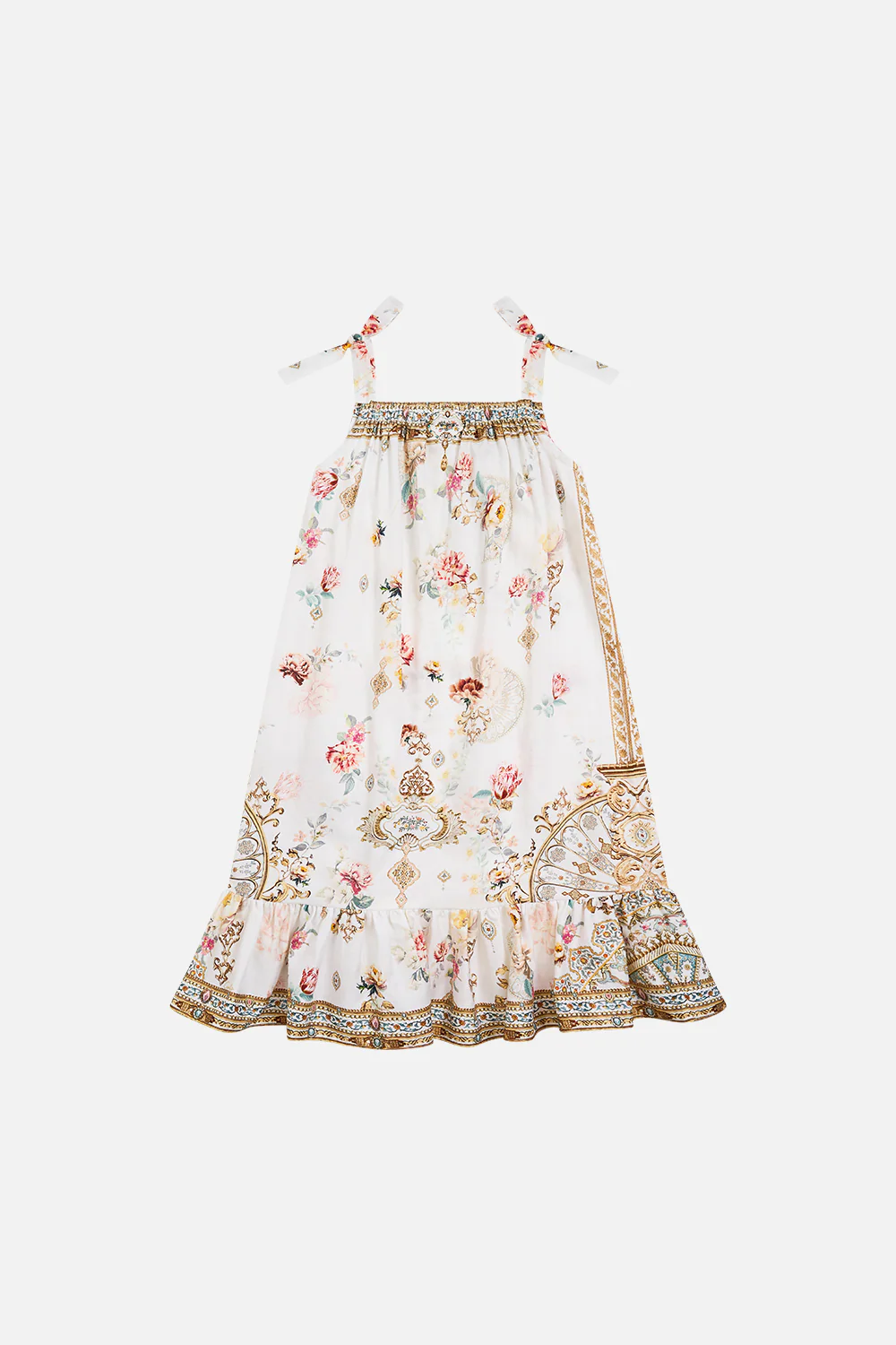 KIDS DRAWSTRING MAXI DRESS WITH BOW STRAPS OTTOMAN DYNASTY - Image 2
