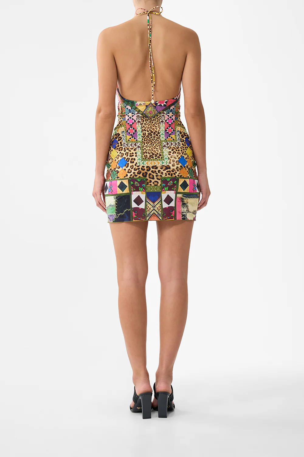 HALTER BEACH MINI DRESS W CUT OUT WAIST TRIM EMBROIDERED EVER AFTER - Image 2
