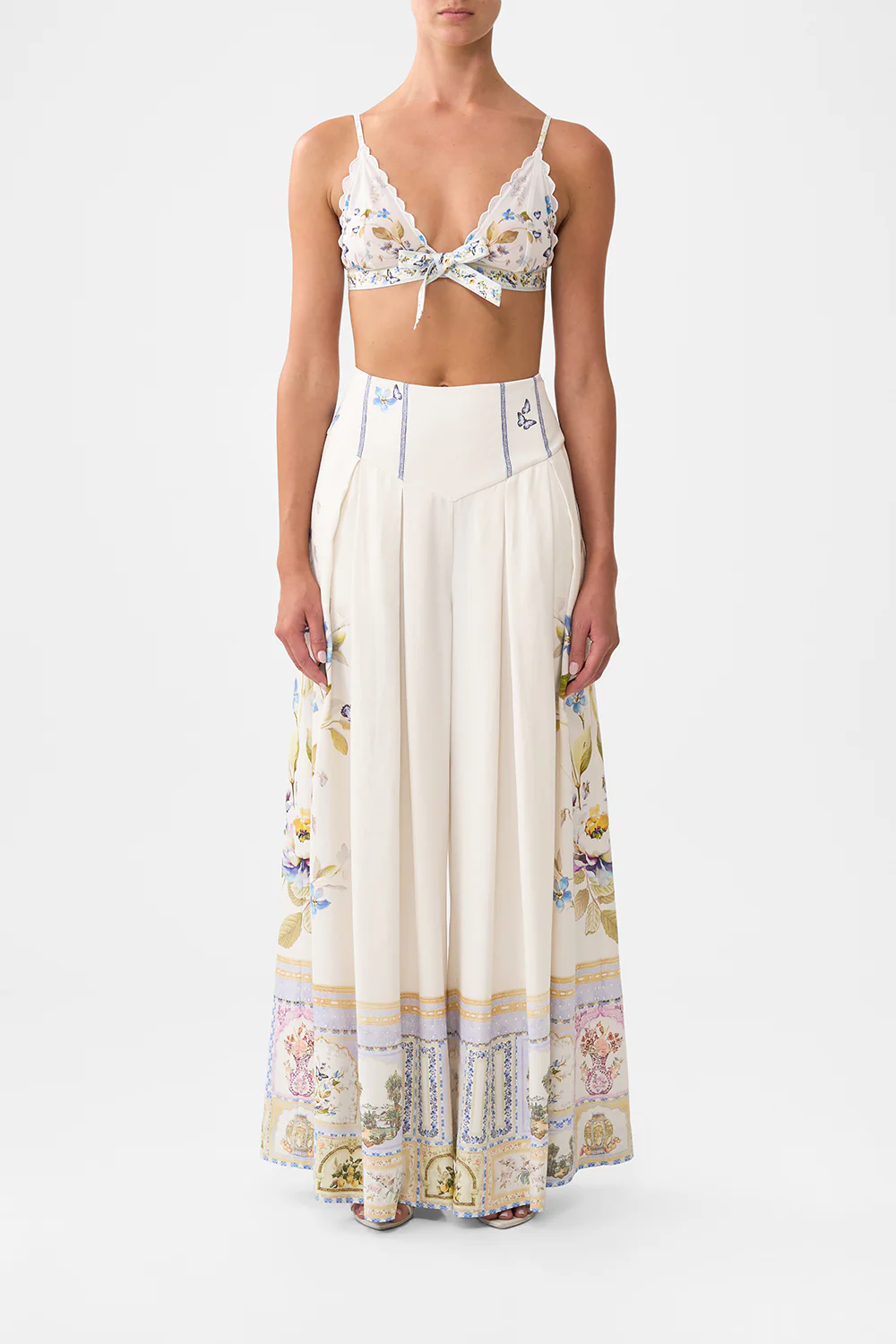 SCALLOPED EDGE TRIANGLE BRALETTE WITH BOW FRONT BOTANICAL BALLADS