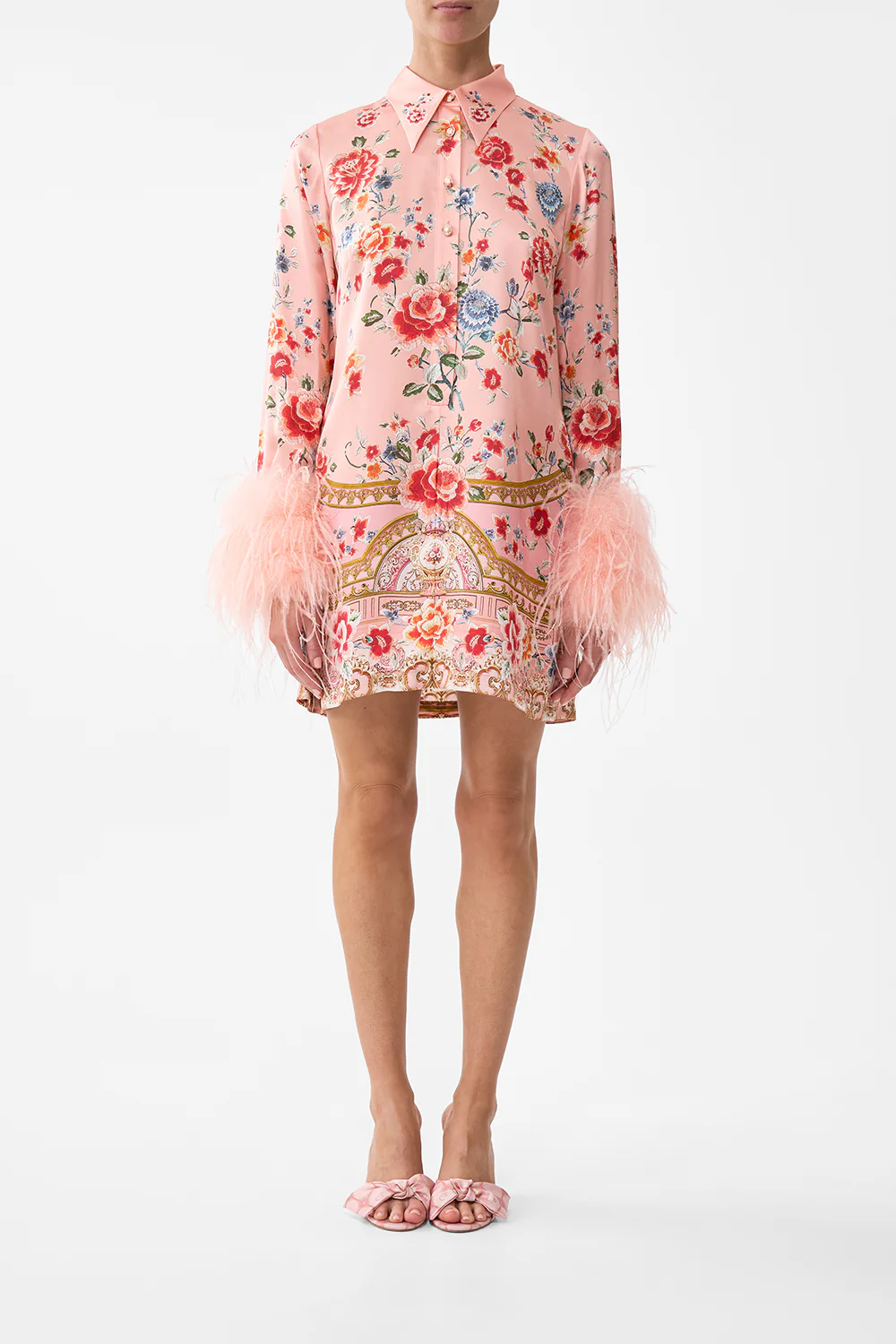 MINI SHIRT DRESS WITH FEATHERS MAJESTIC MILLA