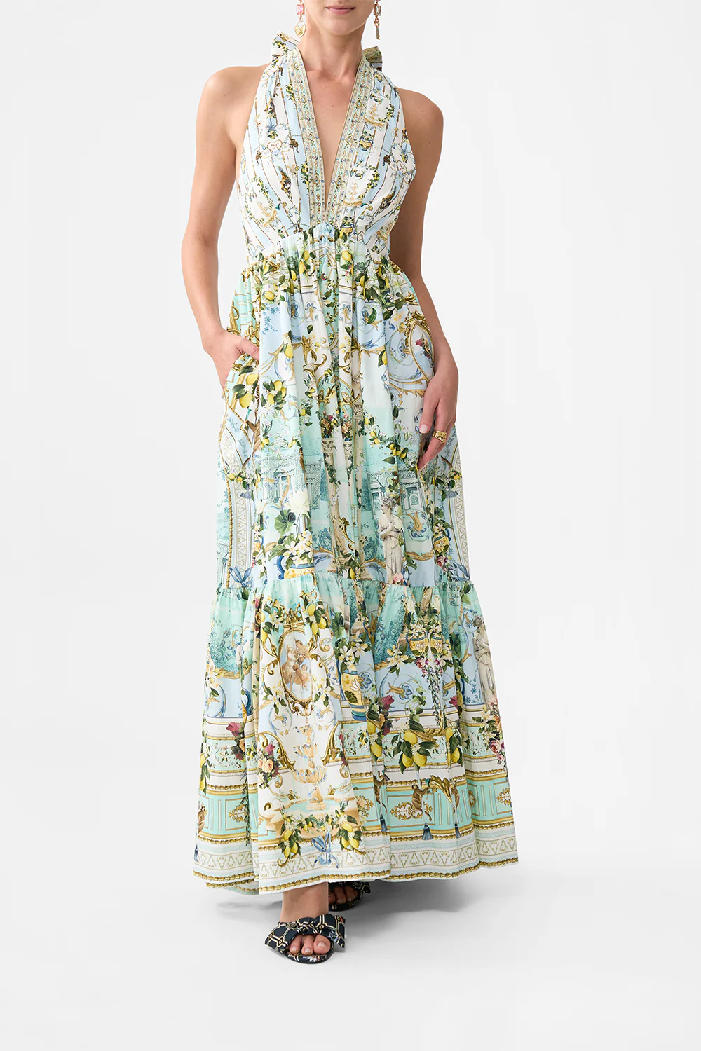 RUFFLE HEM HALTER DRESS VENUS ON A VESPA