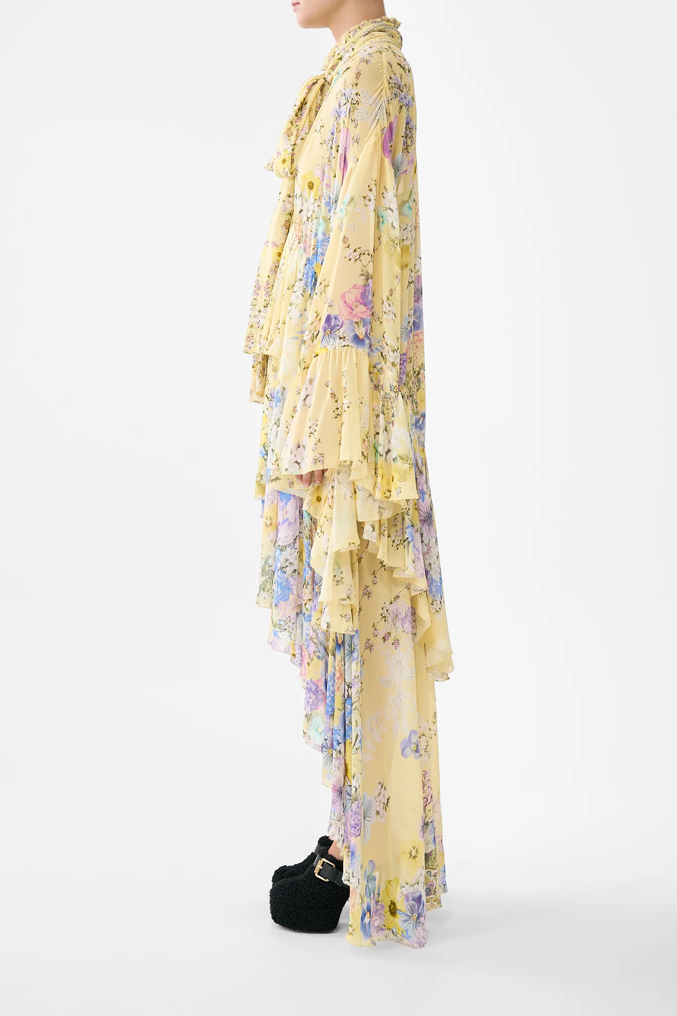 RUFFLE HIGH LOW DRESS WITH LONG SLEEVE DARLING BUDS - Image 4