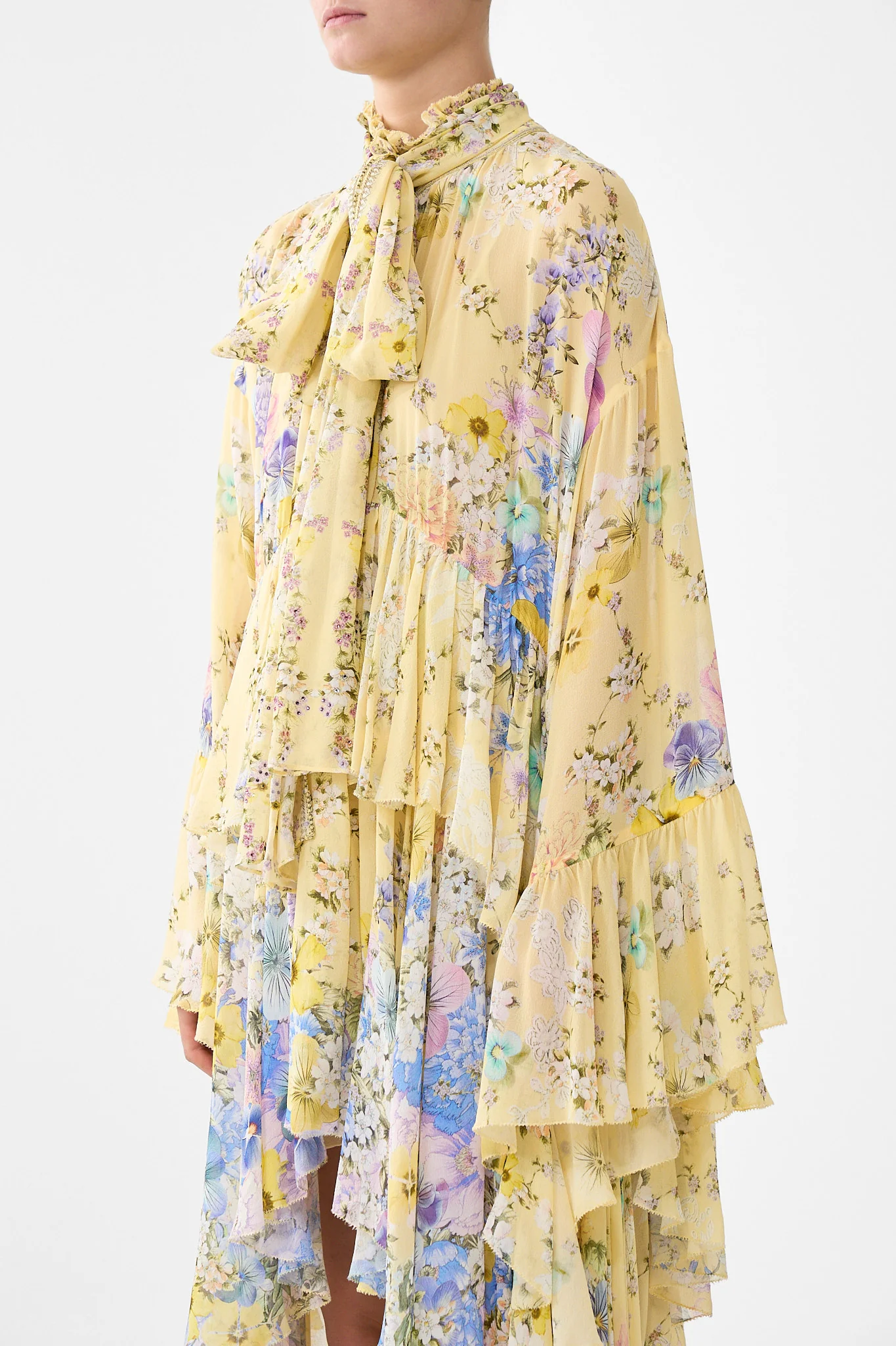 RUFFLE HIGH LOW DRESS WITH LONG SLEEVE DARLING BUDS - Image 5