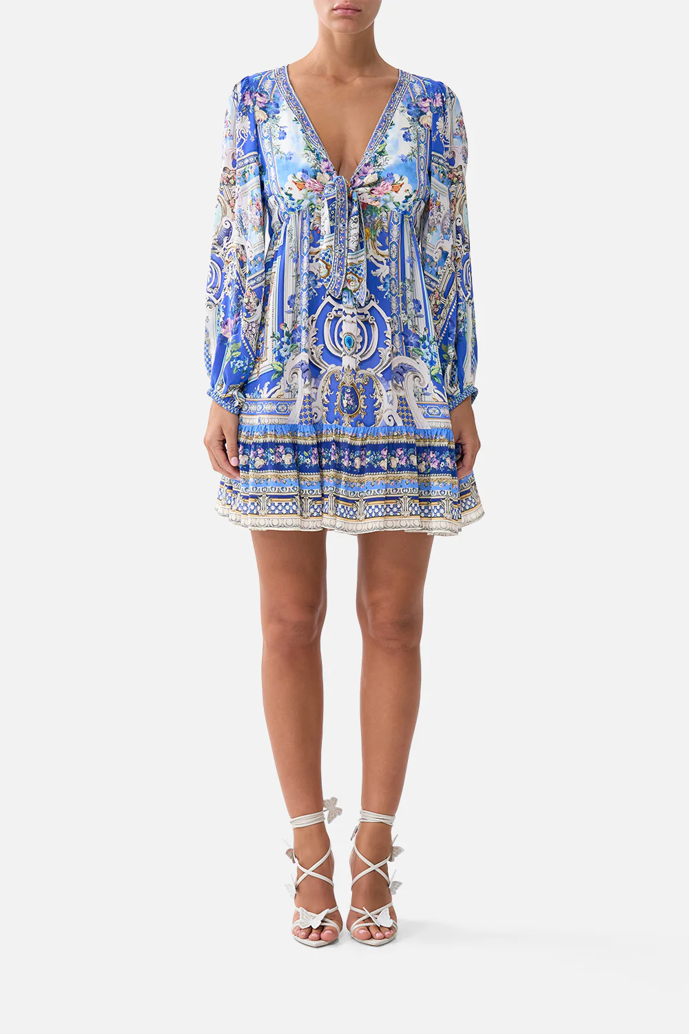 SHORT TIE FRONT BLOUSON DRESS OTTOMAN OPULENCE