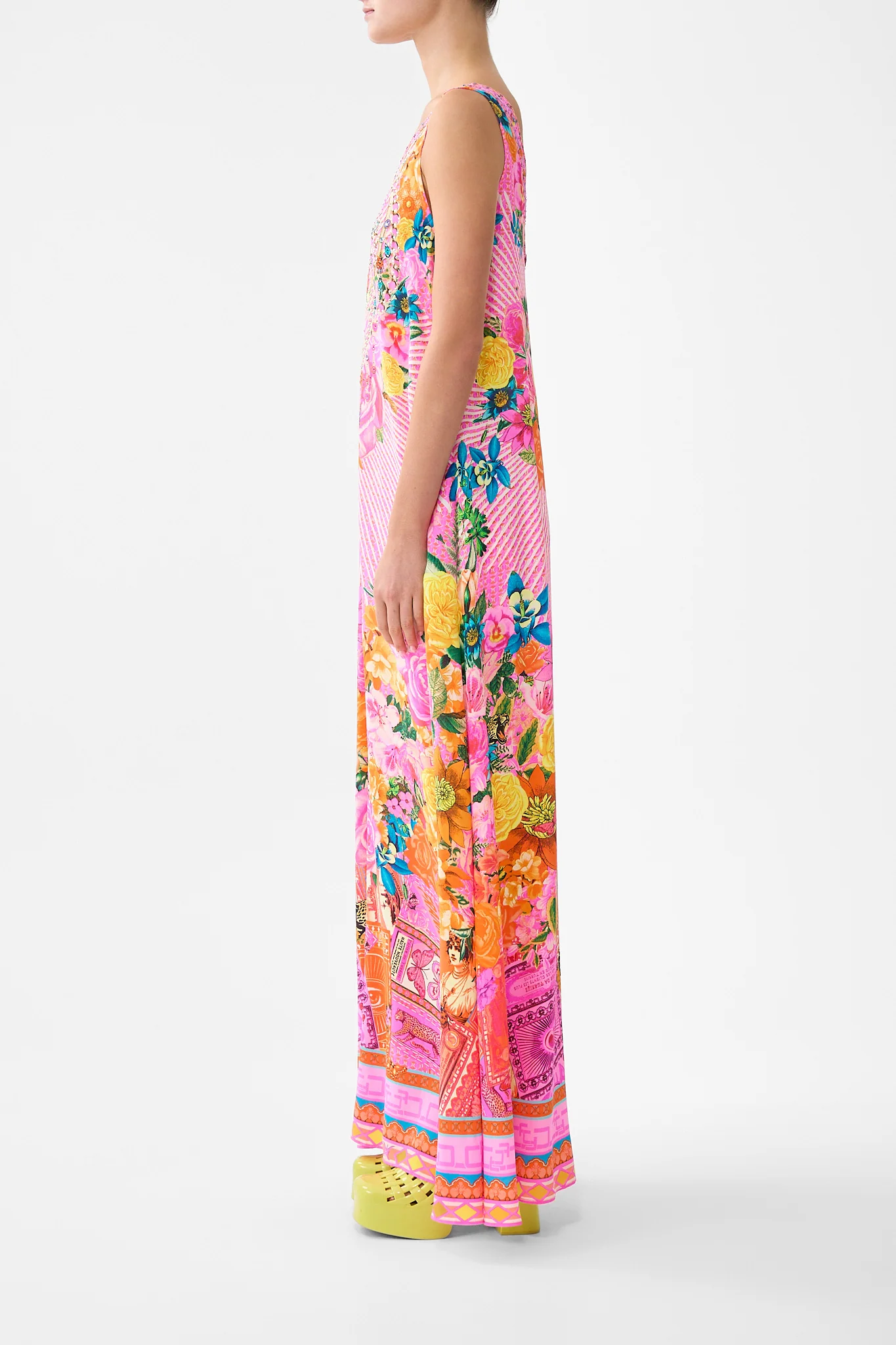 V-NECK FLARED JUMPSUIT ILLUSTRATION NATION - Image 4
