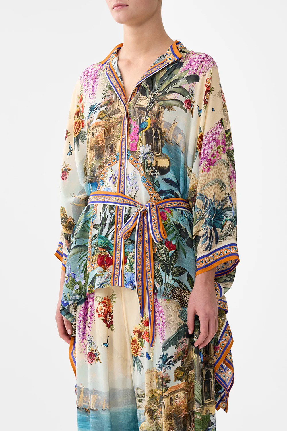 BUTTON THROUGH SCARF BLOUSE BODRUM BOTANICALS - Image 4