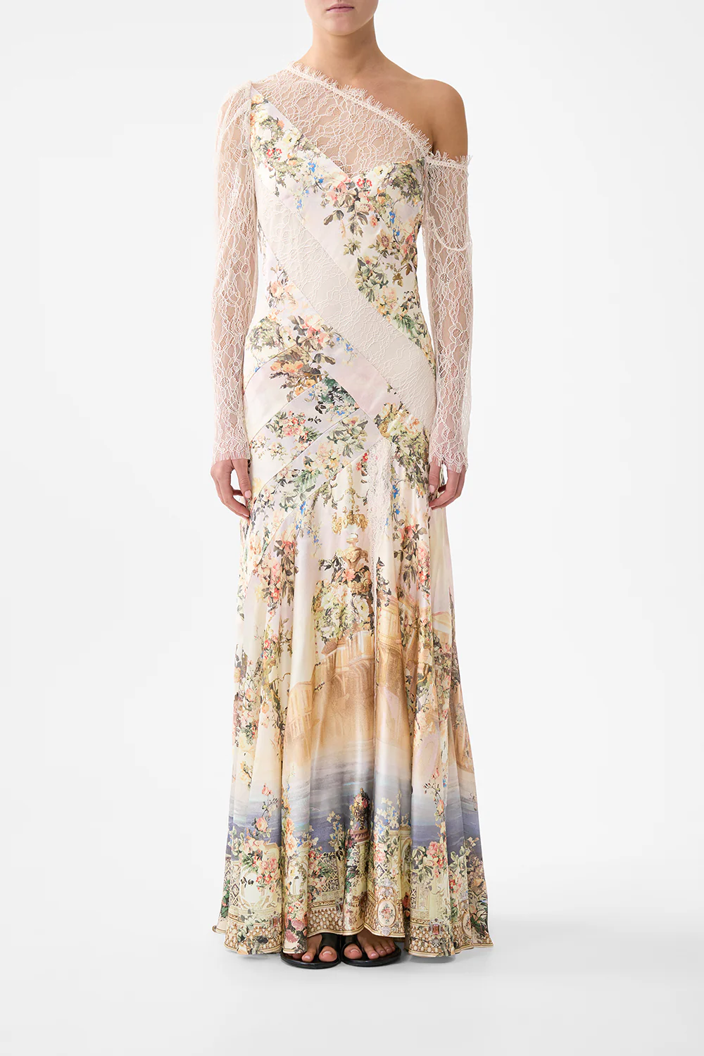 LACE SPLICE ONE SHOULDER DRESS TWILIGHT IN ISTANBUL
