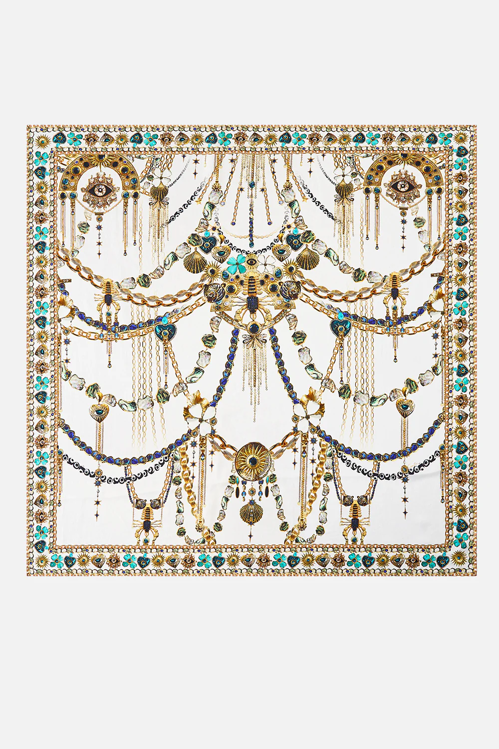 LARGE CRYSTALLED SILK SQUARE SCARF CHAIN GANG - Image 2