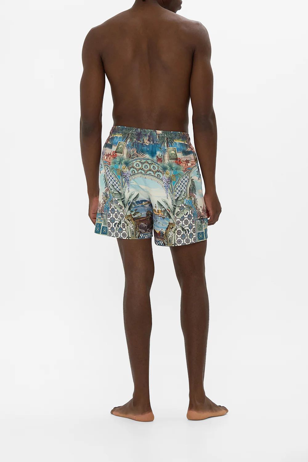MID LENGTH BOARDSHORT WITH ELASTIC WAIST POSTCARDS & PALM TREES - Image 2