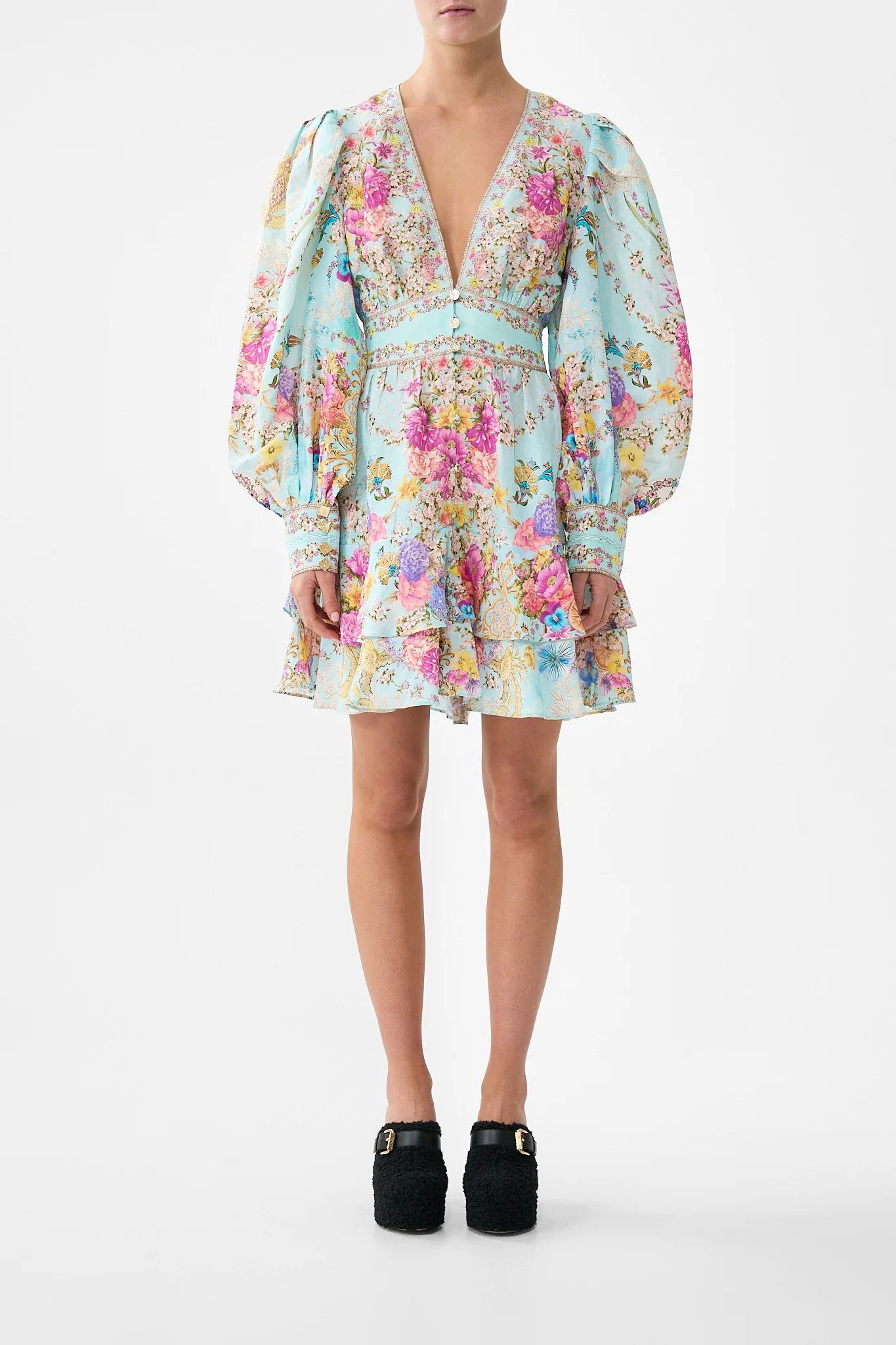BUTTON FRONT FRILL DRESS BAZAAR BLOOMS