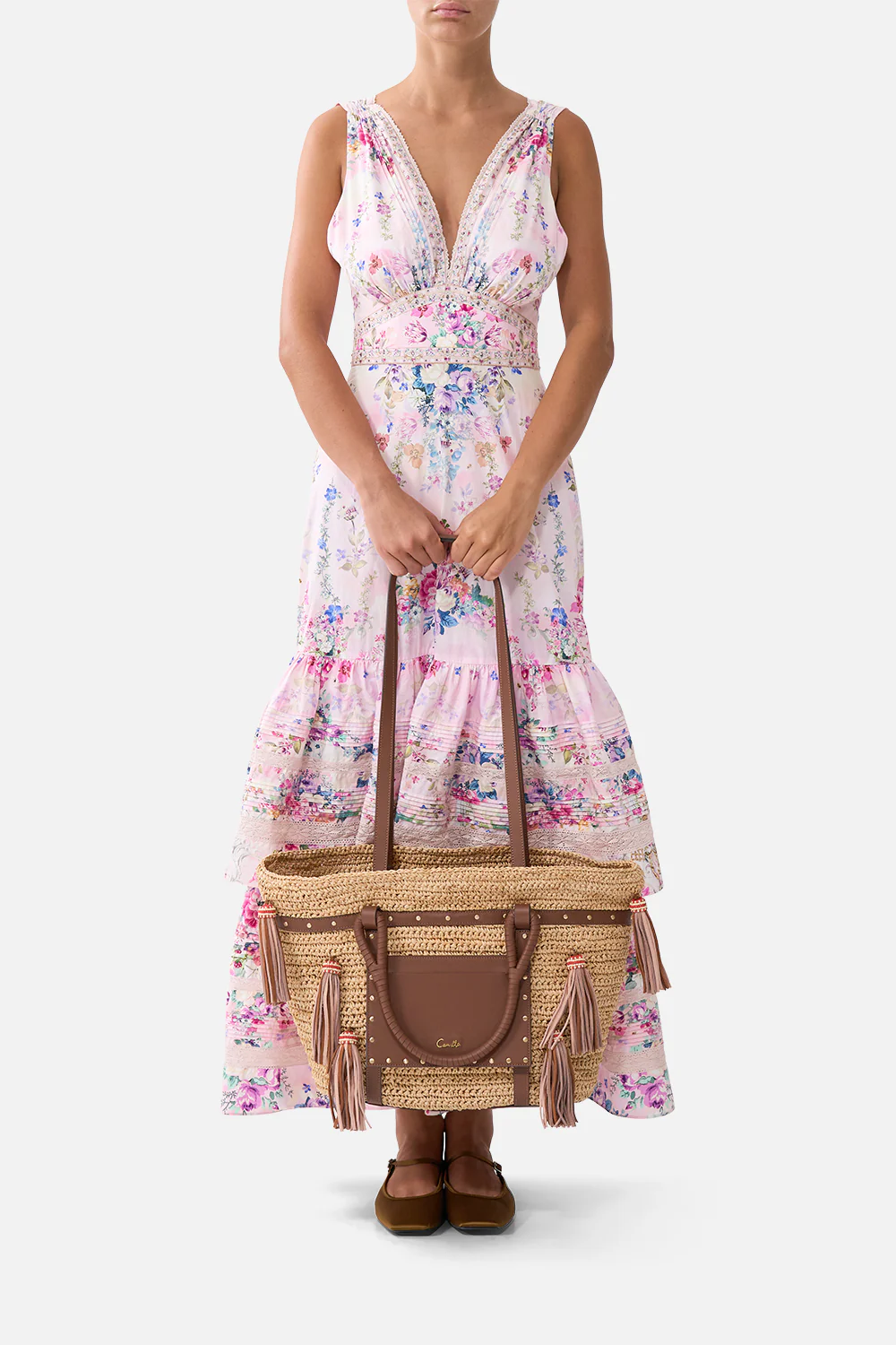 RAFFIA TOTE WITH TASSELS NATURAL - Image 5