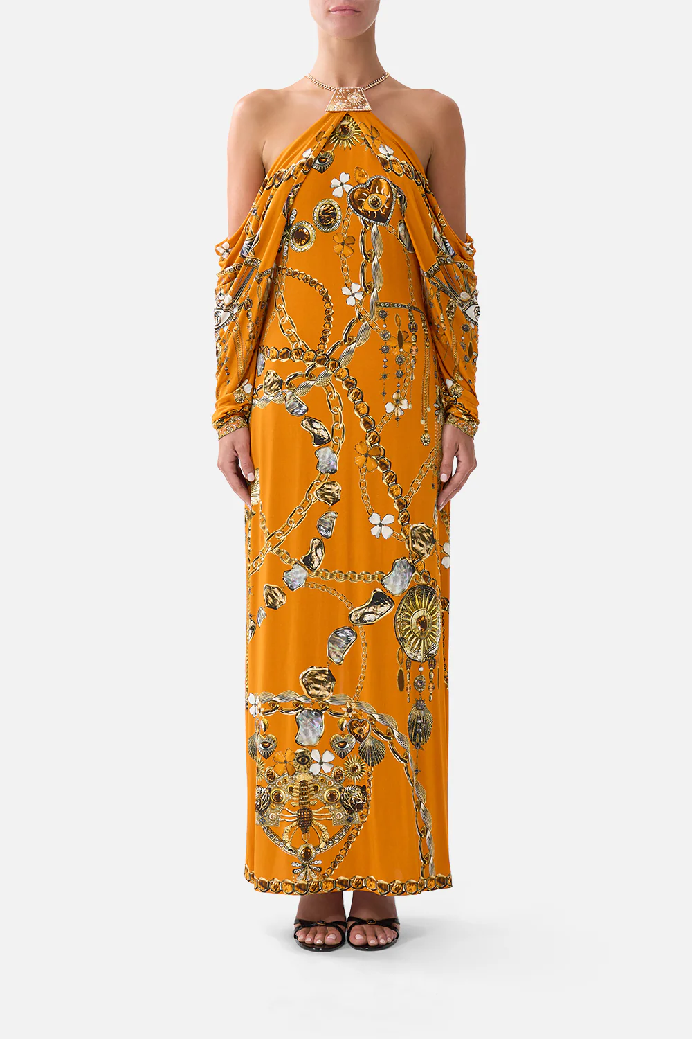DRAPED SLEEVE DRESS WITH HARDWARE TALISMANS OF TURKIYE