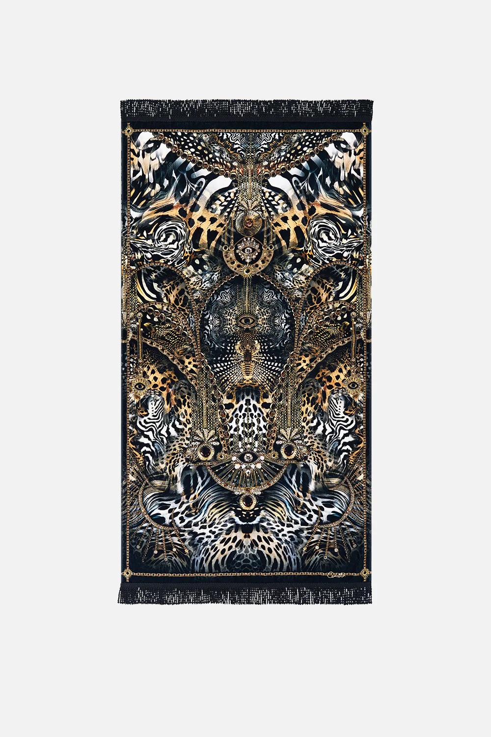 BEACH TOWEL WITH FRINGE FELINE FOLKLORE - Image 2