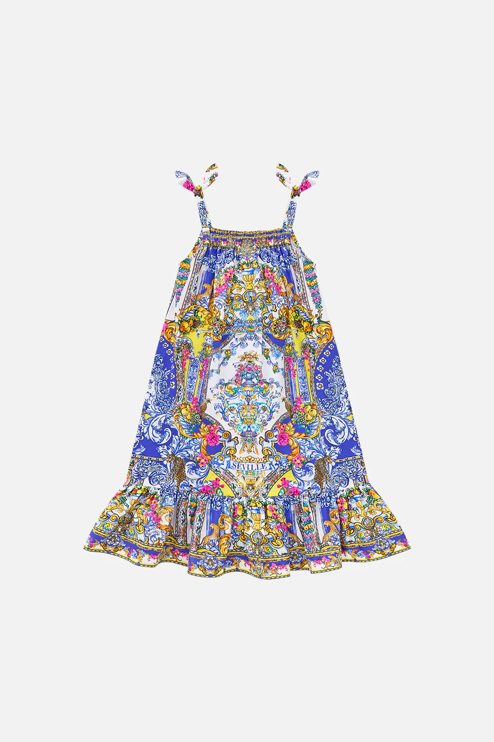 KIDS DRAWSTRING MAXI DRESS WITH BOW STRAPS ESPAÑA NIRVANA - Image 2