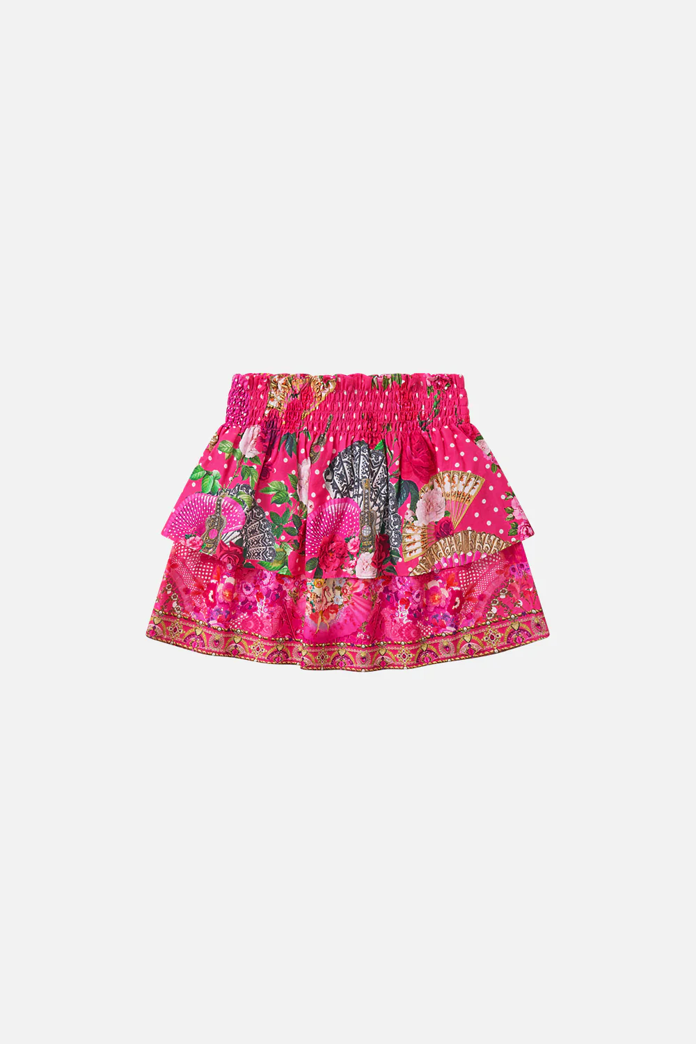 KIDS LAYERED MINI SKIRT WITH BABYLOCKED EDGES FLAMENCO ROSE - Image 2