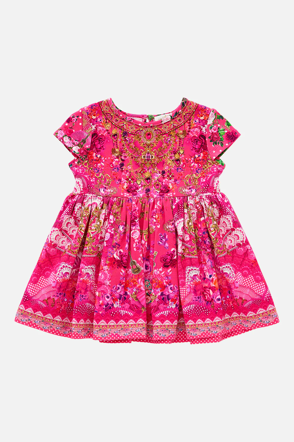 BABIES TEE DRESS WITH GATHERED SKIRT FLAMENCO ROSE