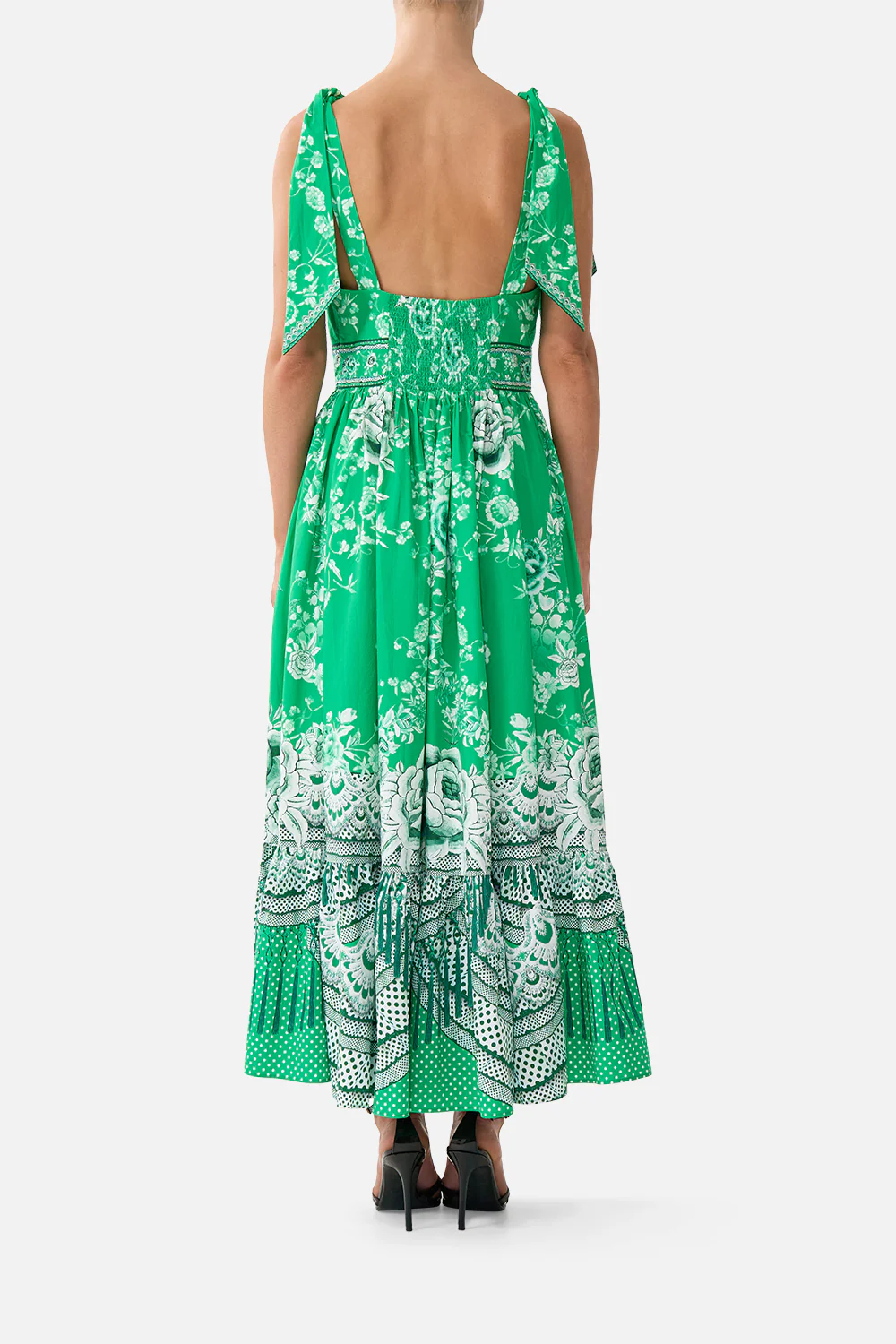 WAISTED MIDI DRESS WITH SHOULDER TIES SACROMONTE SEÑORITA - Image 2