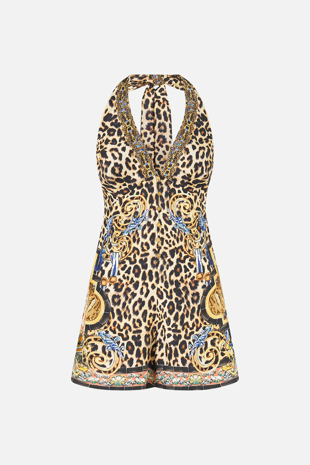 BUTTON FRONT HALTER PLAYSUIT SEVILLIAN STYLE - Image 3