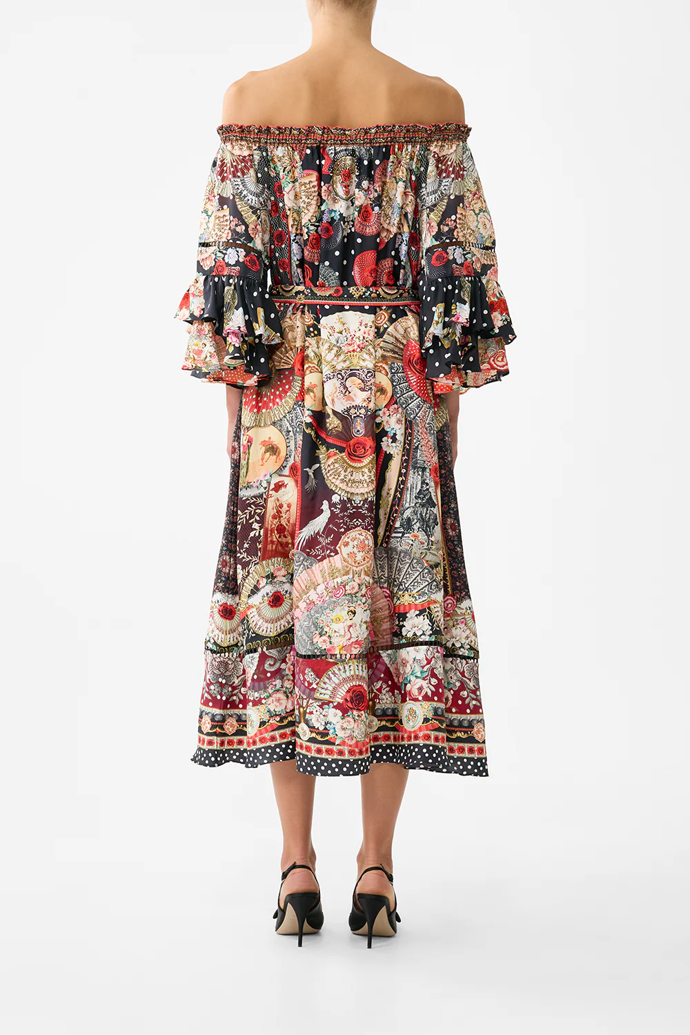 OFF SHOULDER MIDI DRESS WITH FRILL SLEEVE DAUGHTERS OF DUENDE - Image 2