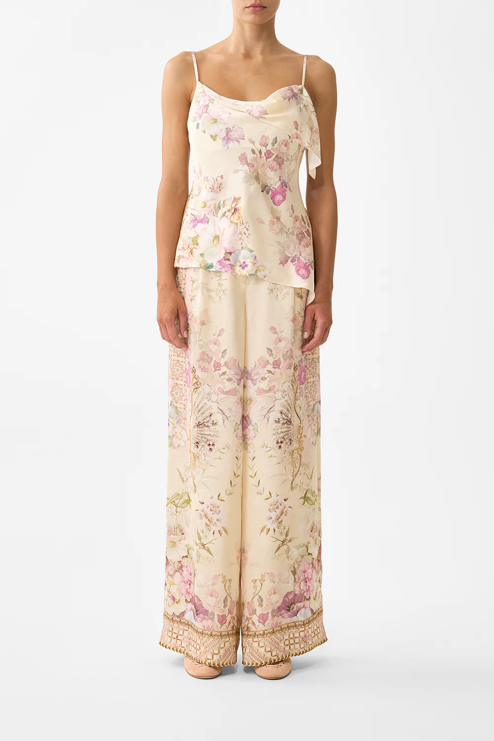 ASYMMETRIC DRAPED TOP ADORNED IN ARANJUEZ