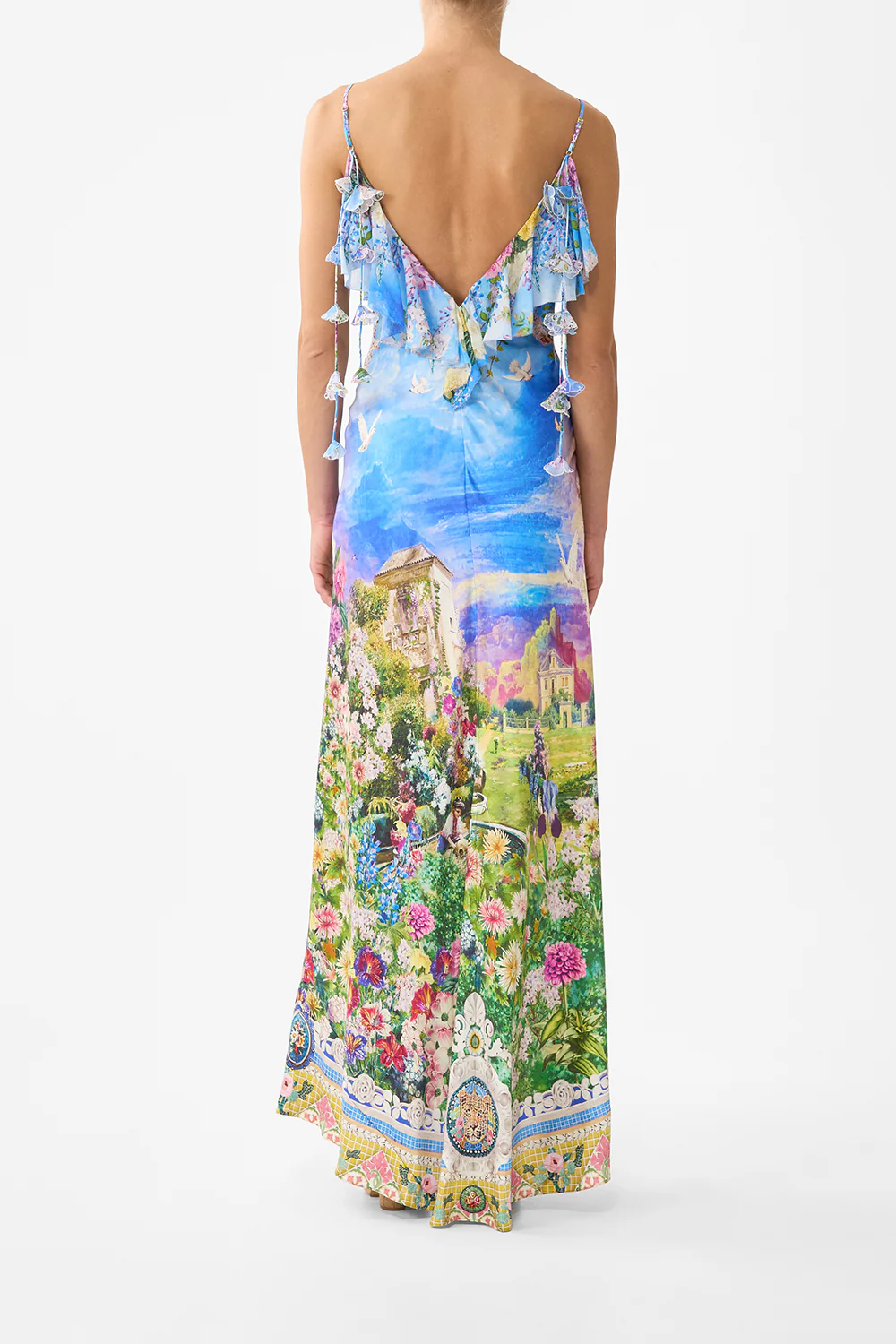 V NECK BIAS SLIP DRESS WITH BACK FRILL NAVÀS NOUVEAU - Image 2