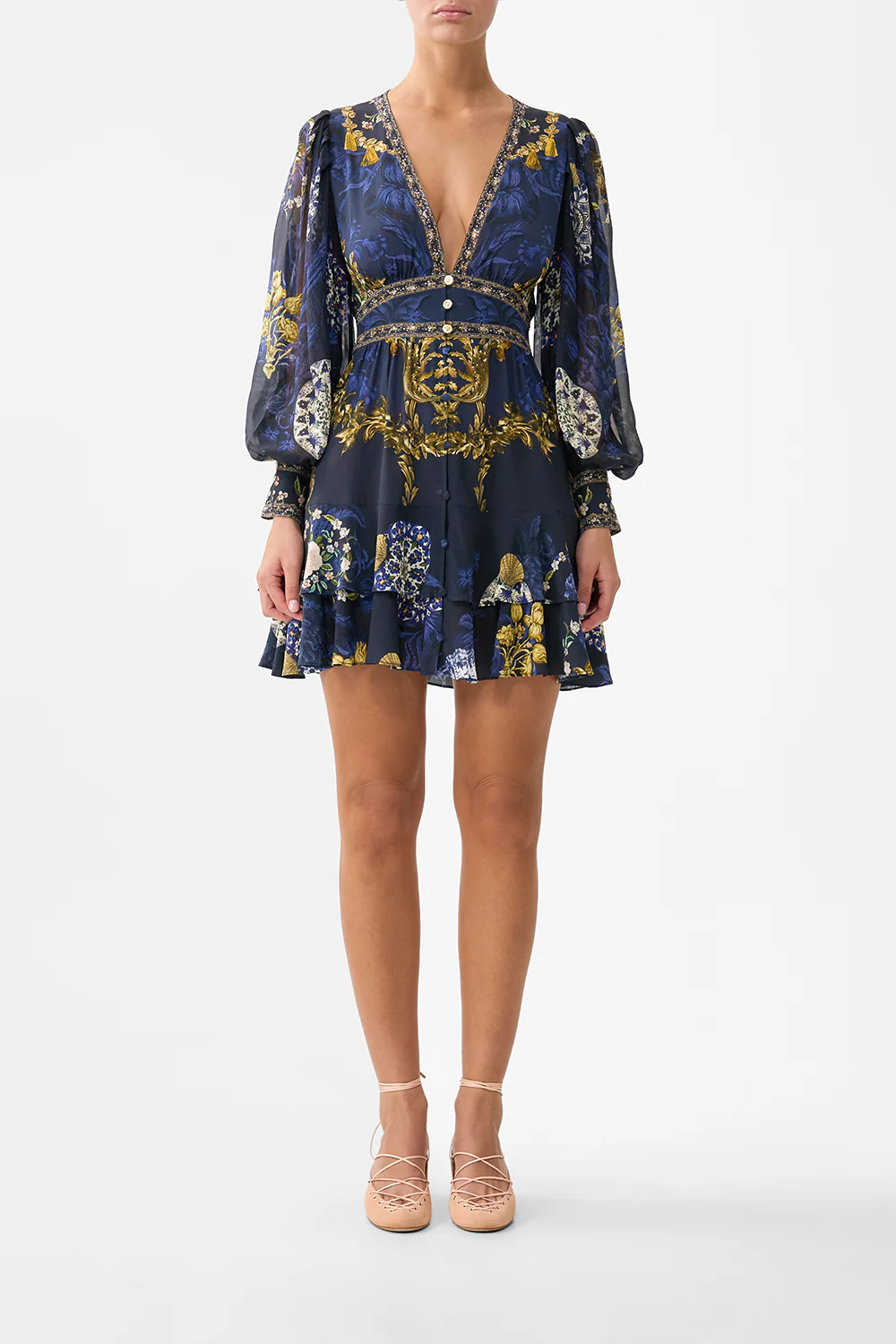 BUTTON FRONT FRILL DRESS NOTES FROM THE BLUE ROOM