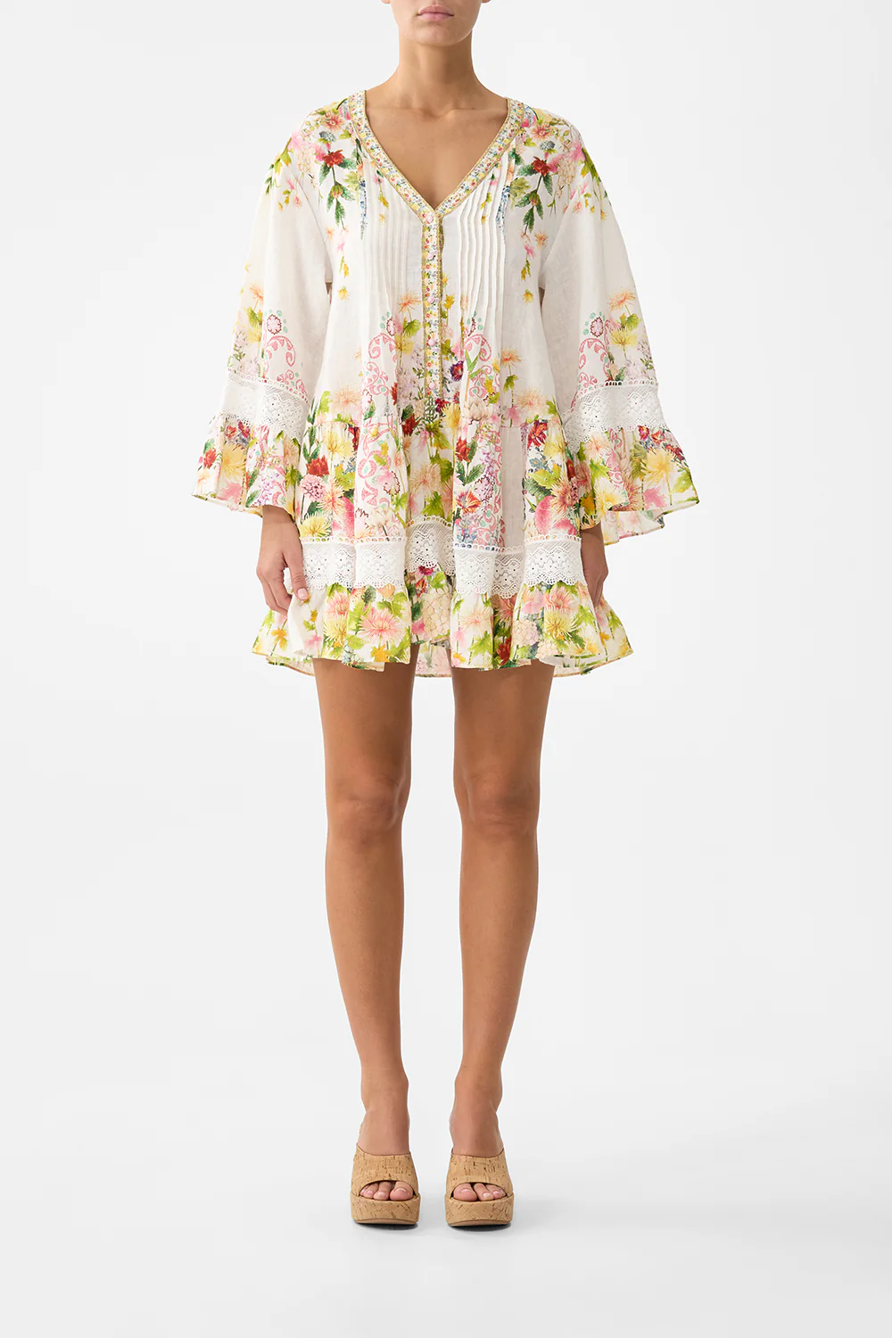 V NECK TIERED DRESS THE CALL OF CATALONIA